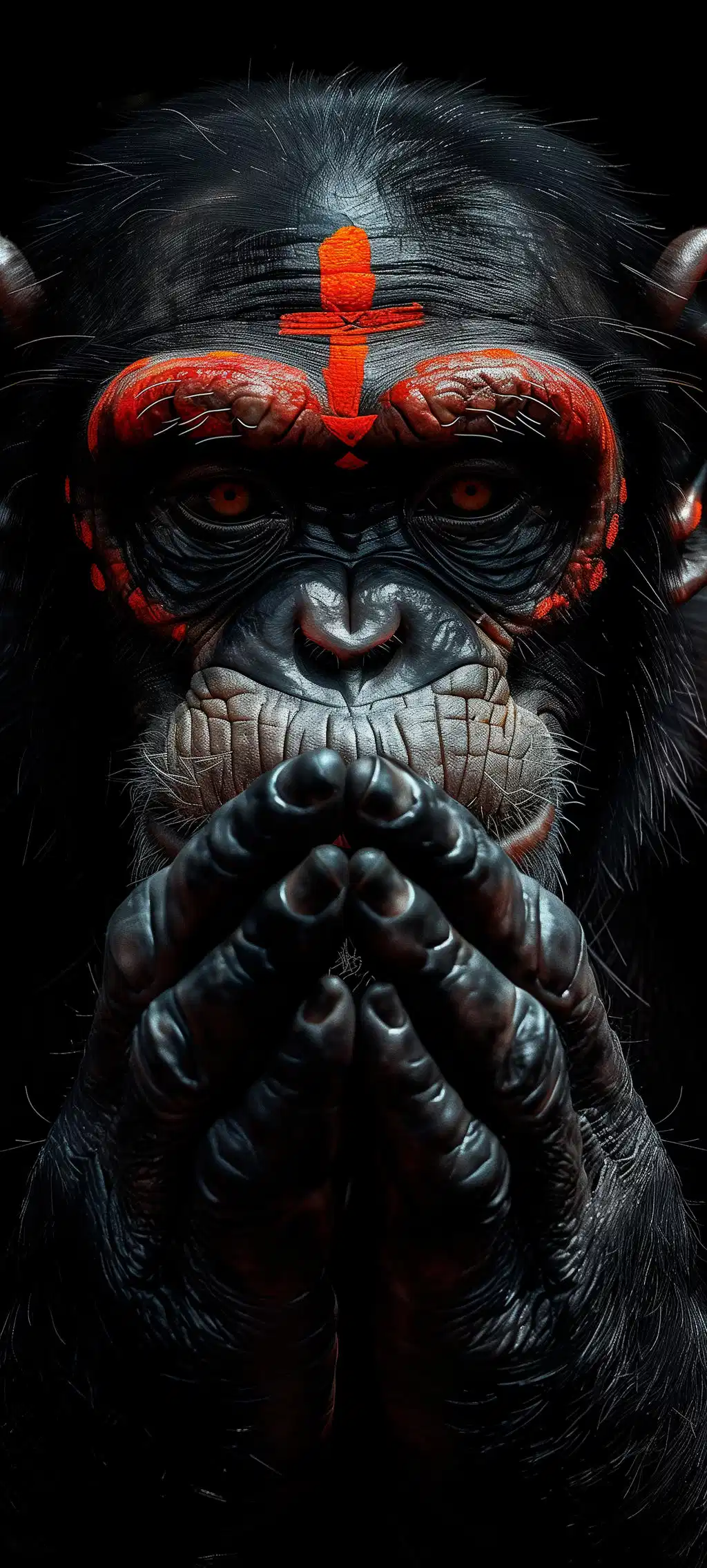 Chimpanzee Wearing Headphones Glowing Eyes