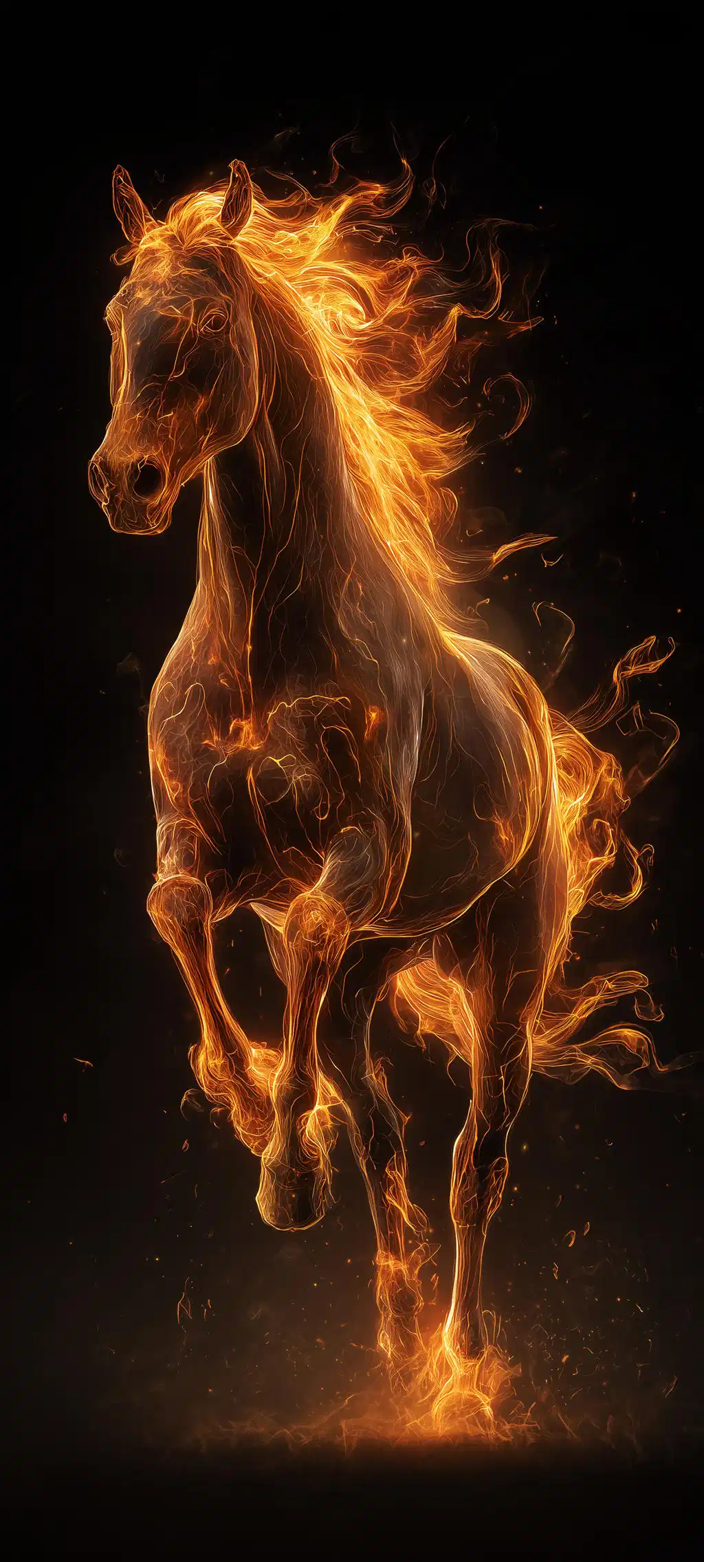 Fiery Horse Running Blazing Flames