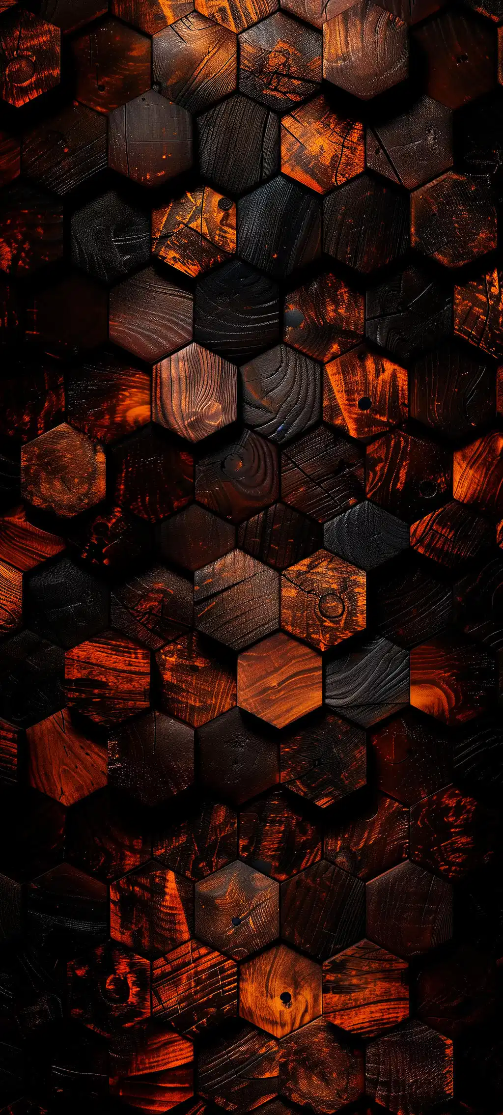 Black Geometric Cubes Orange Glow Wallpaper