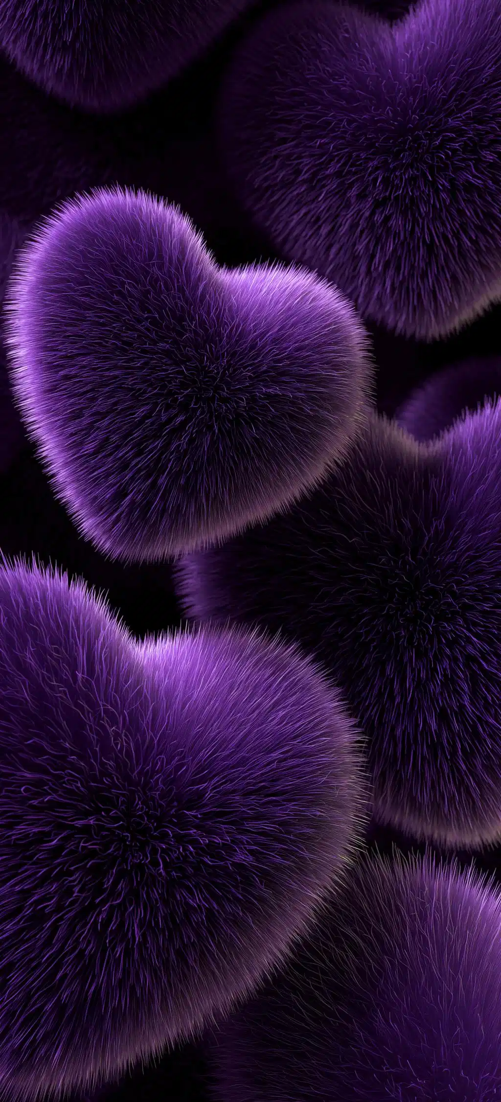 Purple Neon Hearts Black Wallpaper