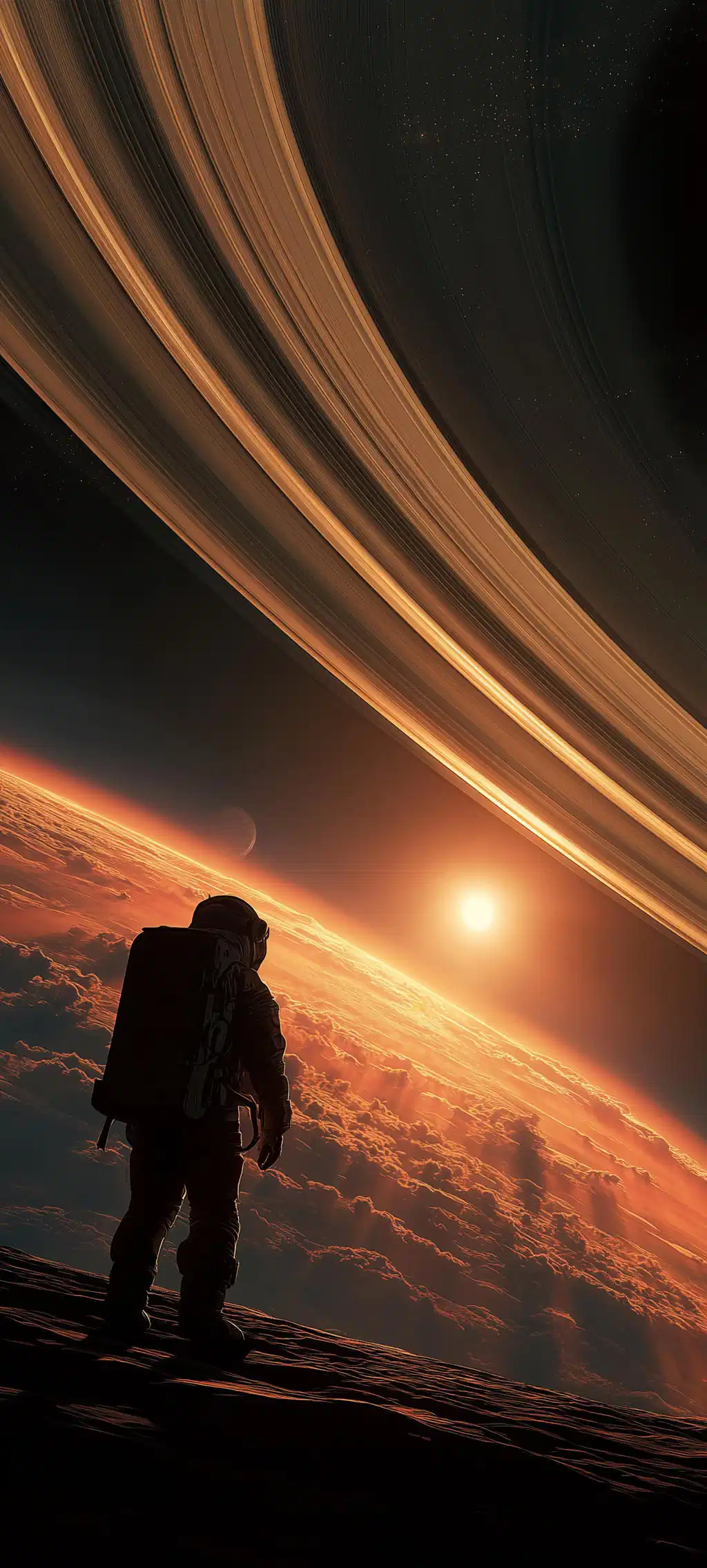 Astronaut Desert Planet Rings