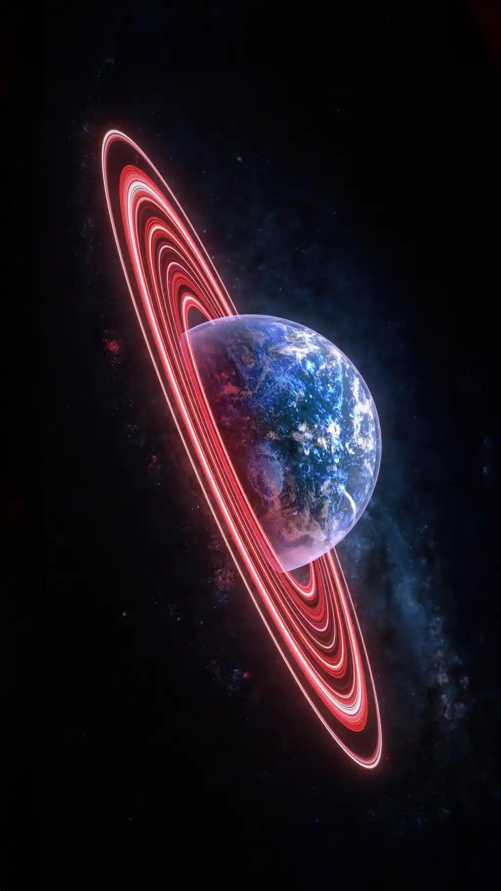 Planet Glowing Red Ring