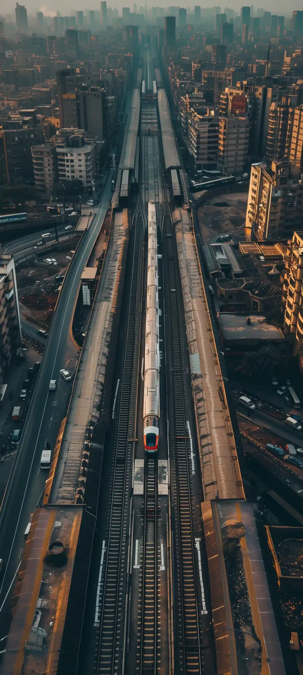 Busy City Highway Interchange Aerial