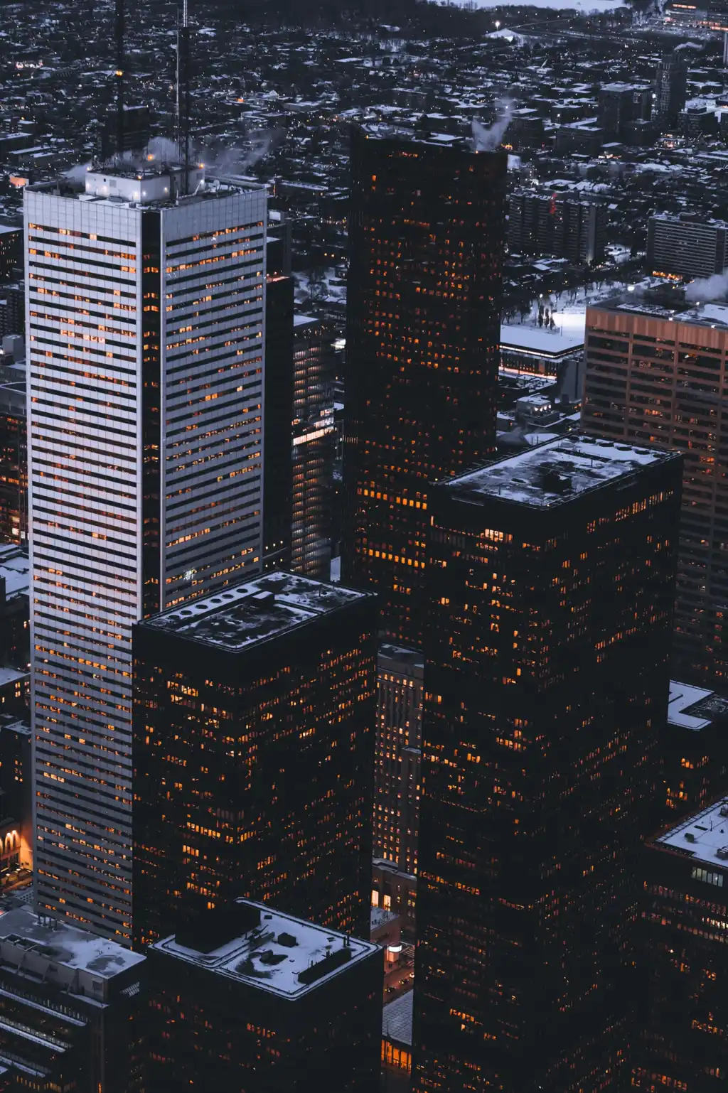 City Skyscrapers Dusk Vertical