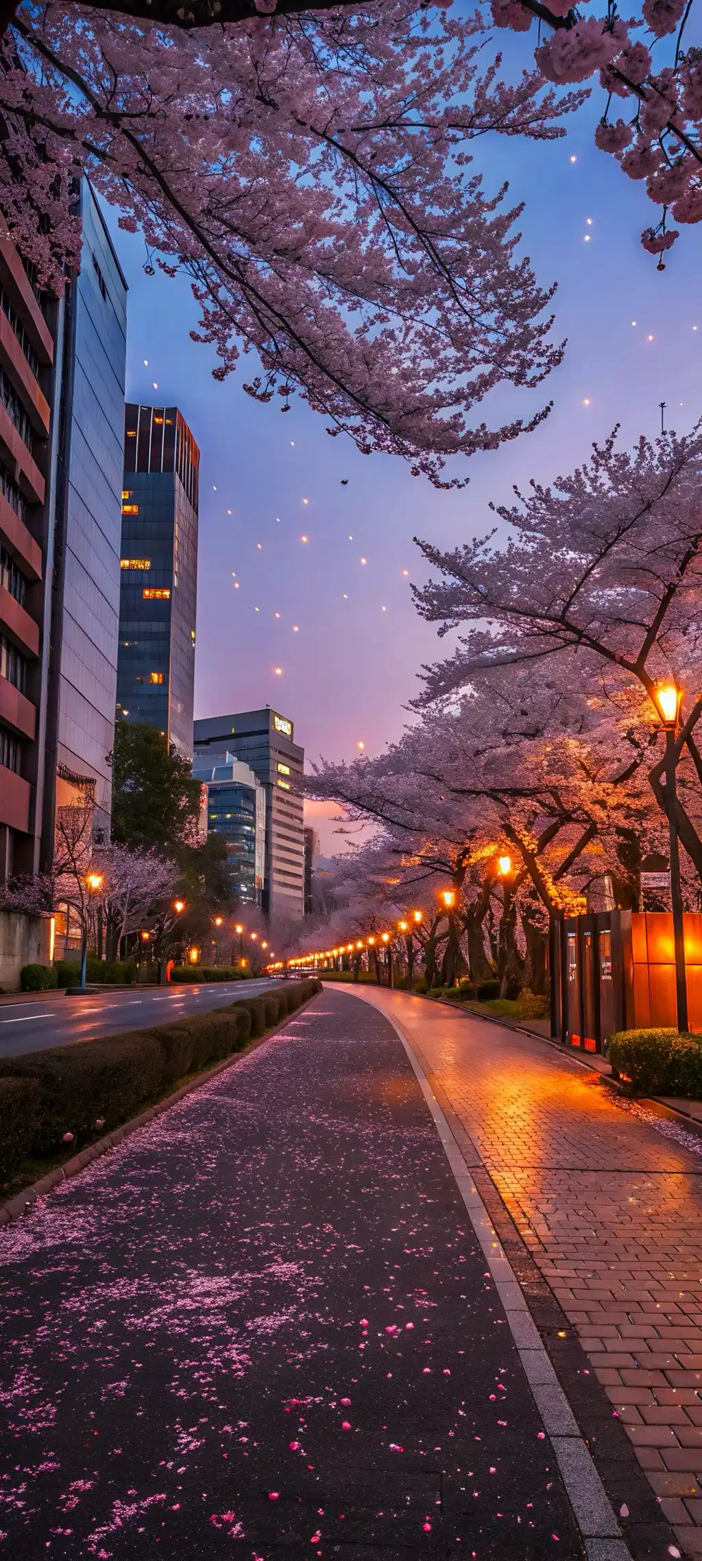 City Street Cherry Blossoms