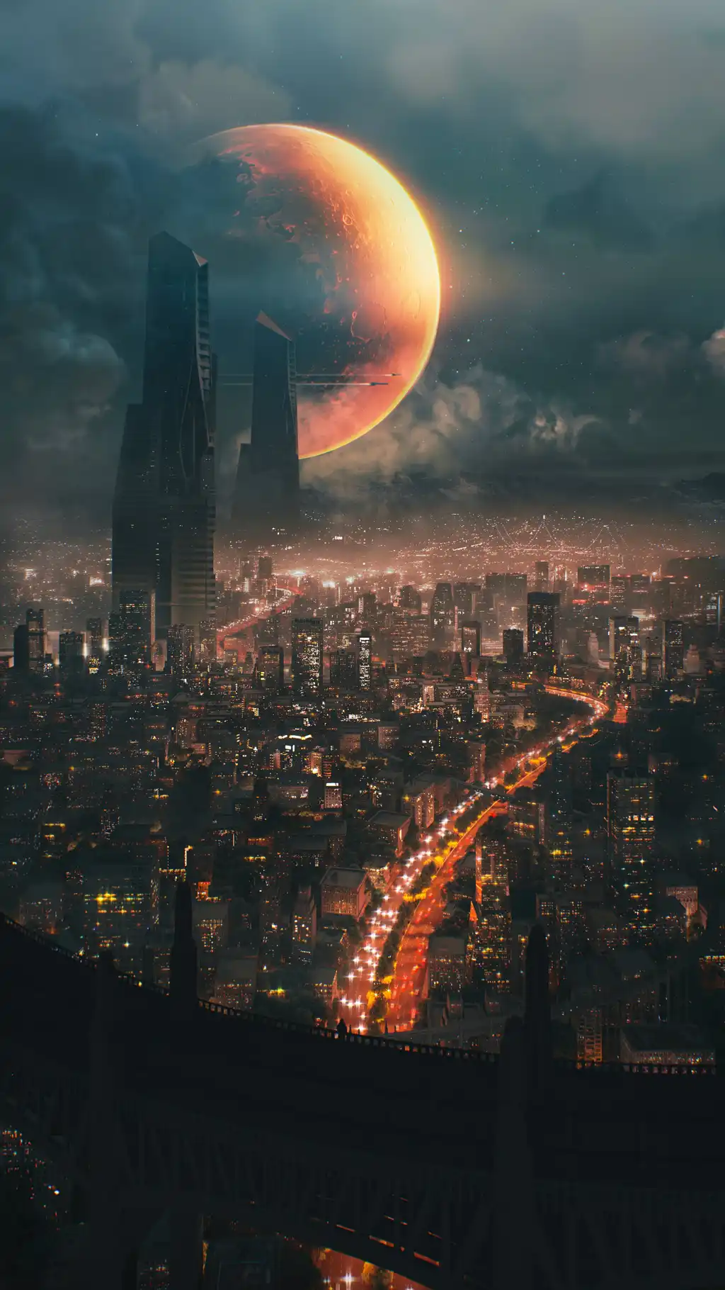 Futuristic Cityscape Sci Fi Sky