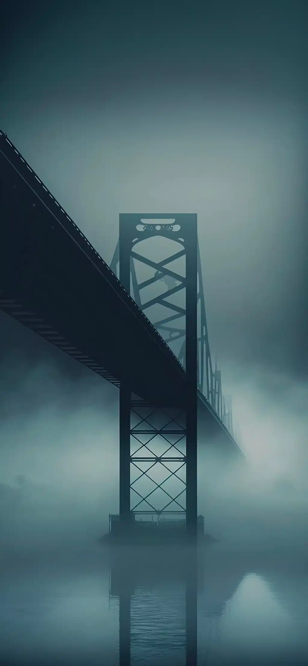 Suspension Bridge Foggy River
