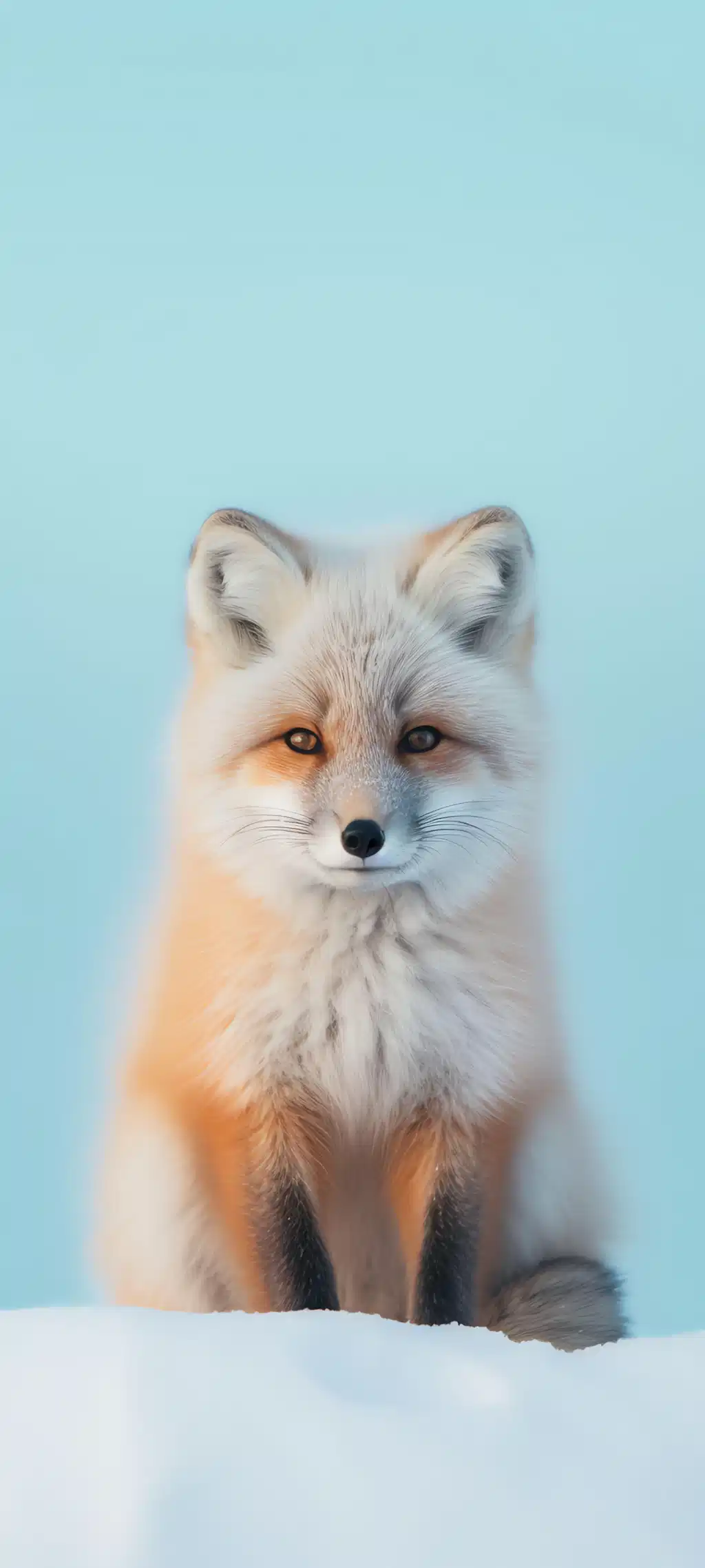 Arctic Fox Sitting Snowy Background