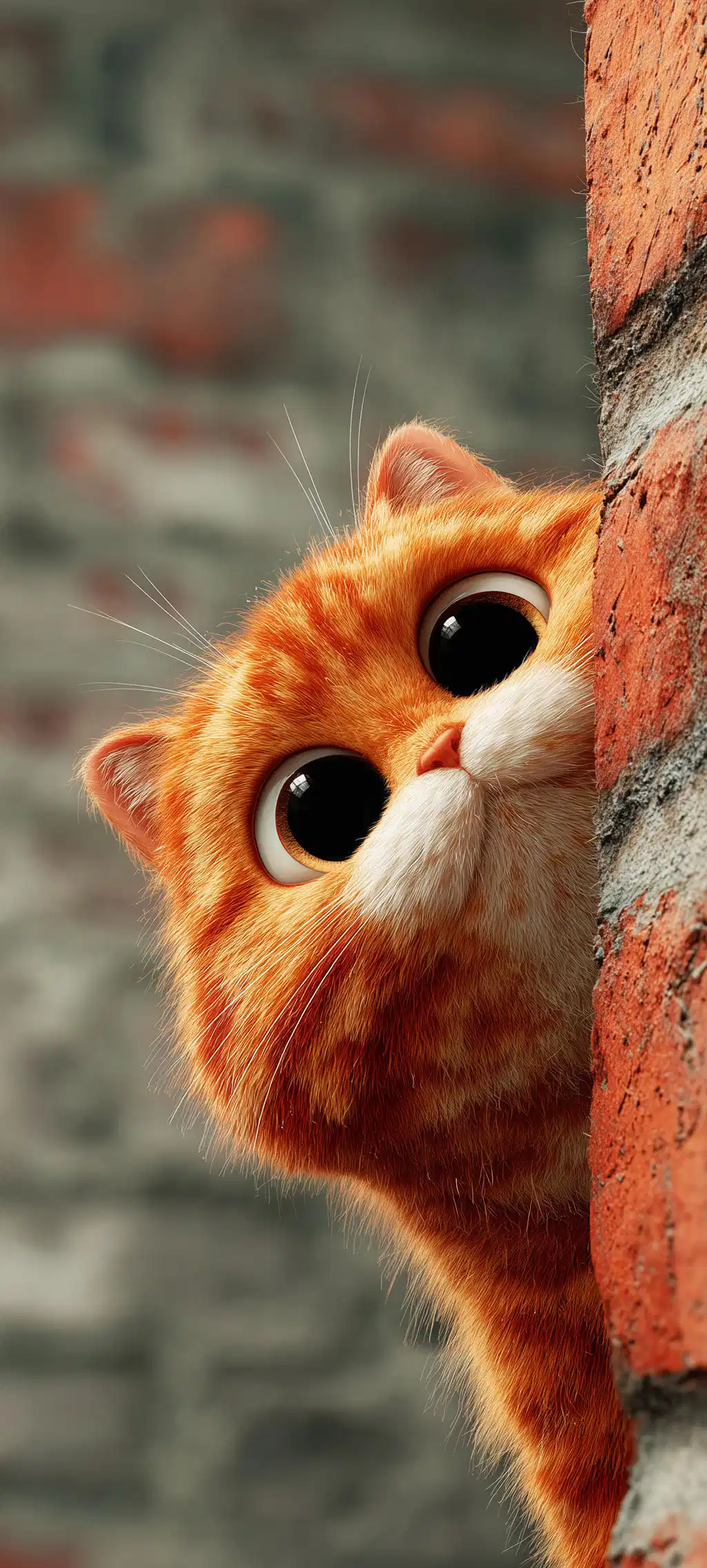 Curious Orange Cat Peeking Corner