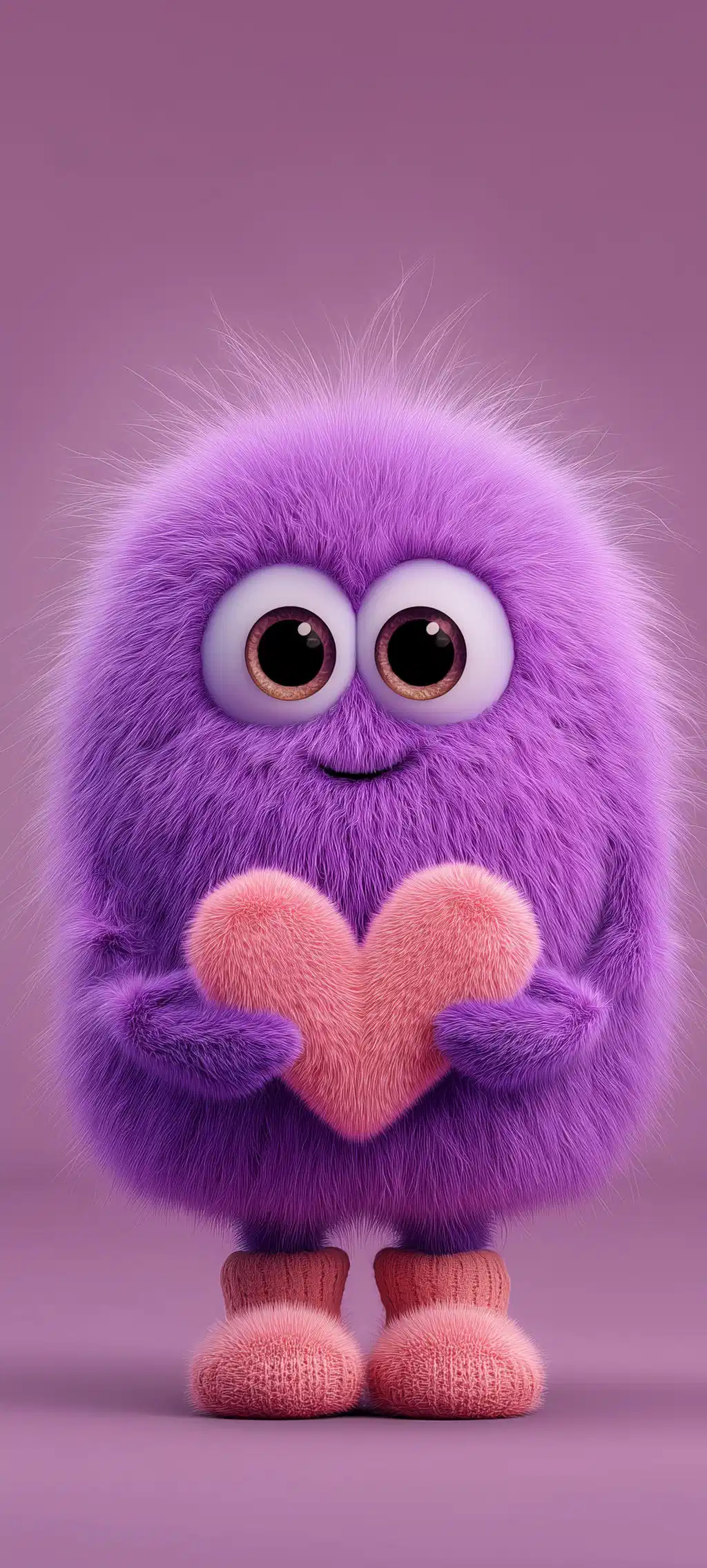 Cute Purple Monster Holding Heart