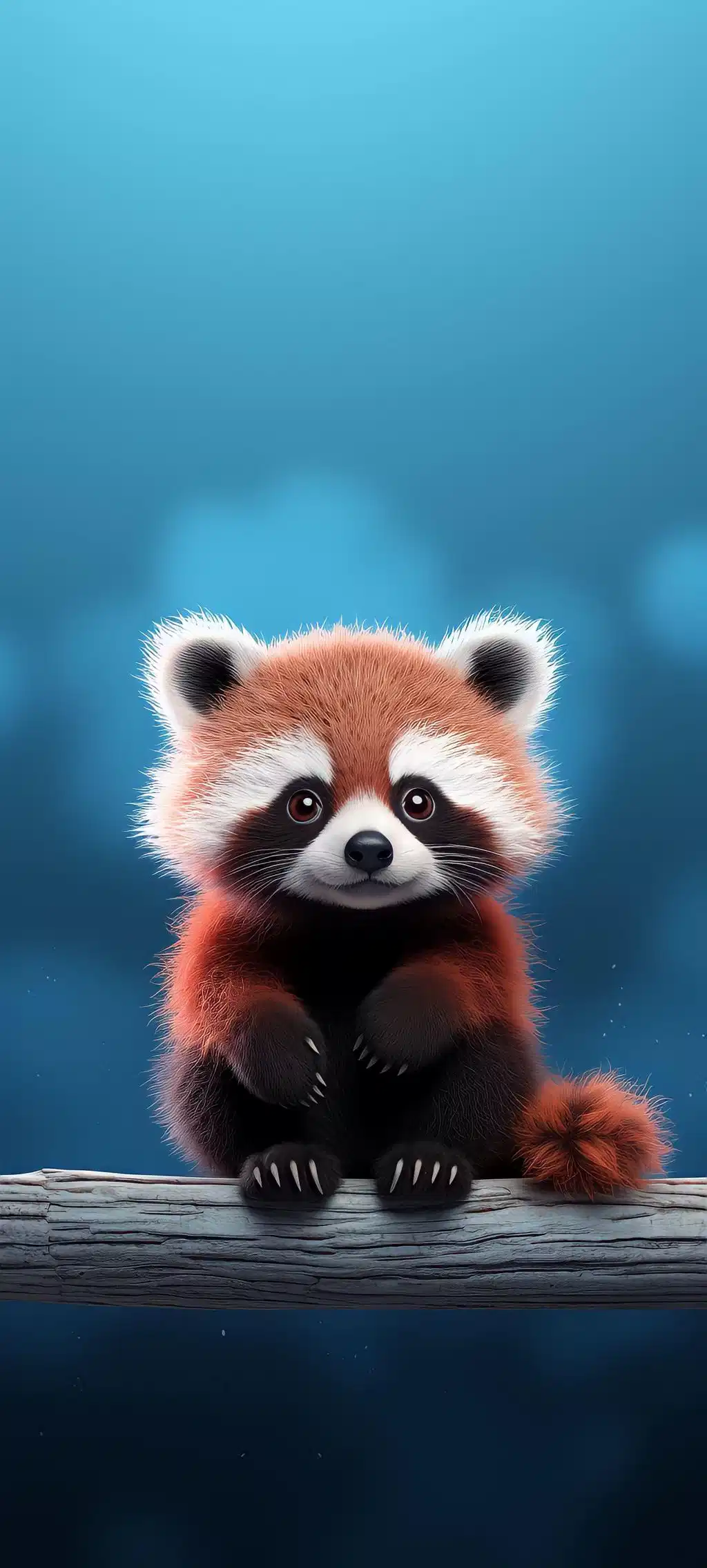 Cute Red Panda Blue Background
