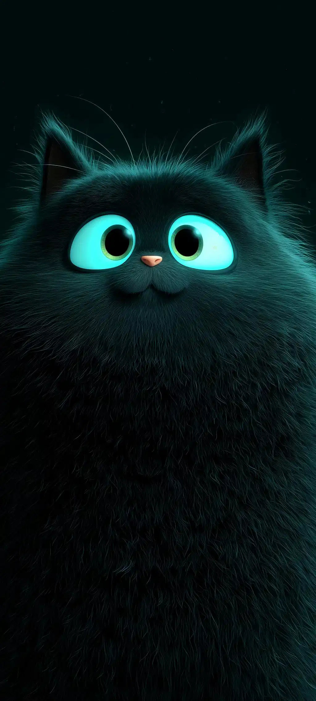 Minimalist Black Cat Glowing Eyes