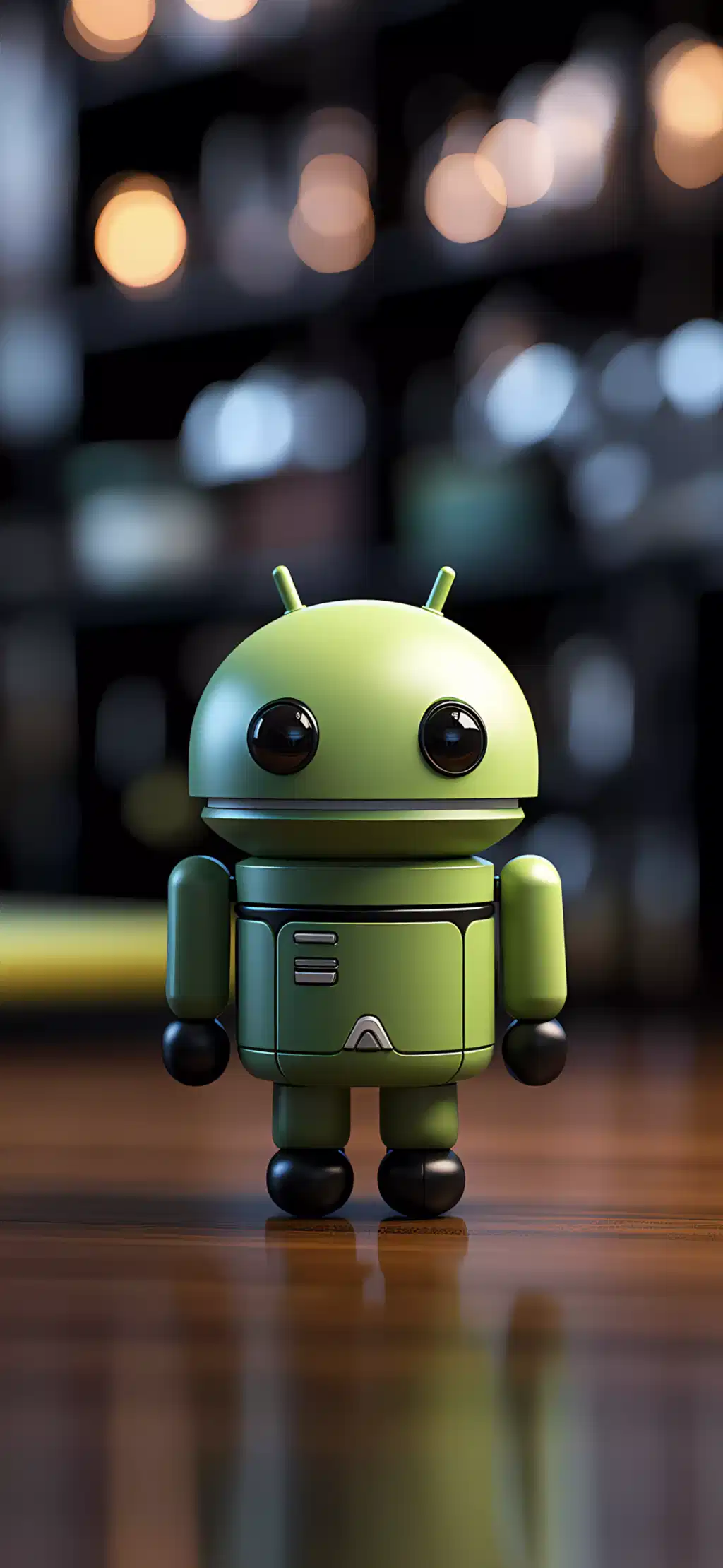 3D Green Android Mascot Scifi City