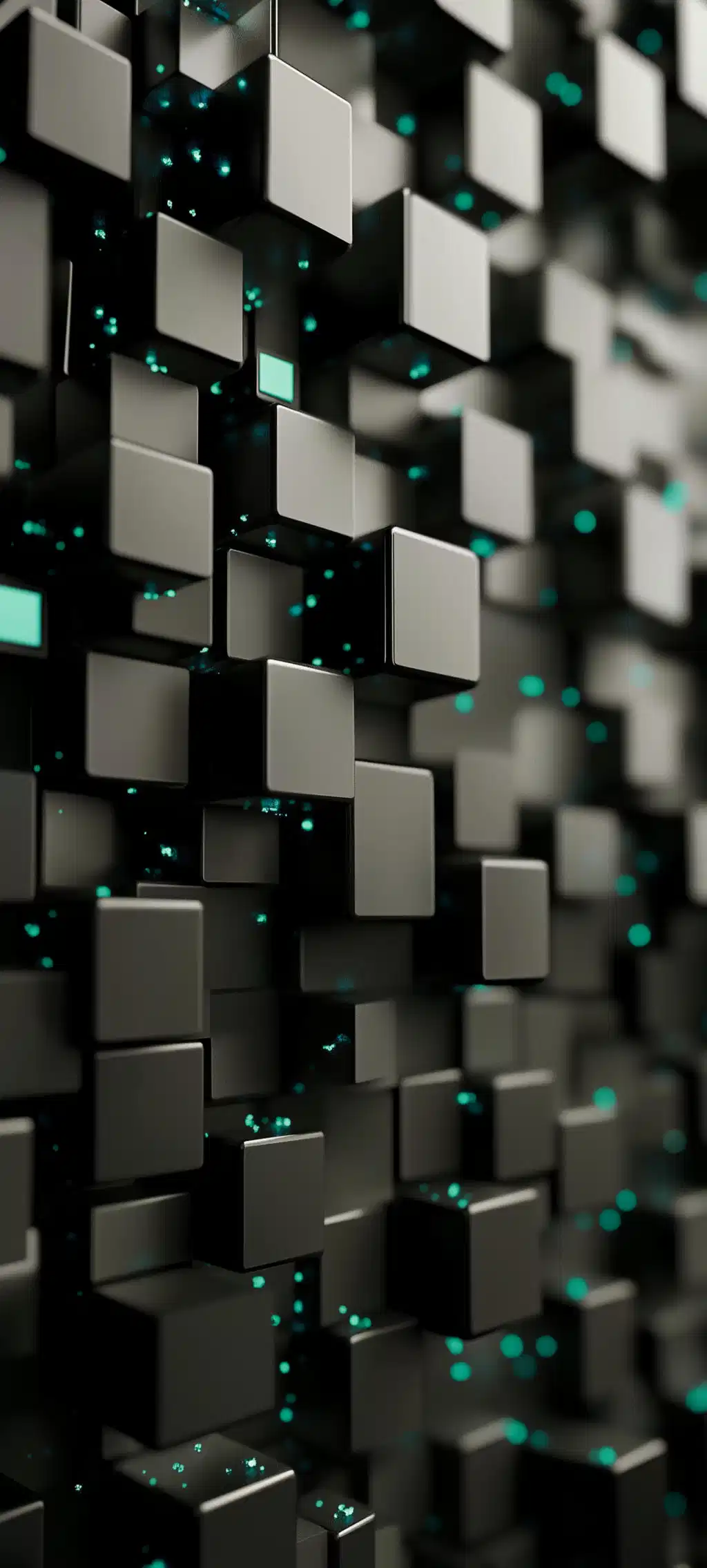 Black 3D Cubes Geometric Abstract Pattern
