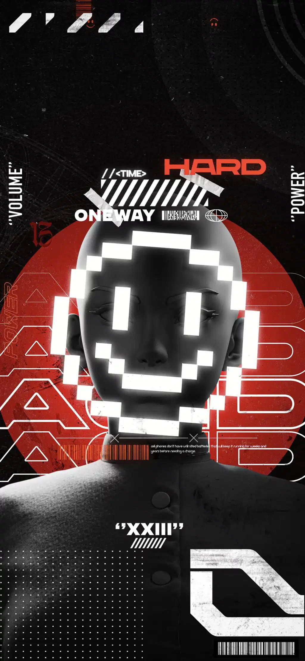 Digital Hacker Glowing Pixel Face
