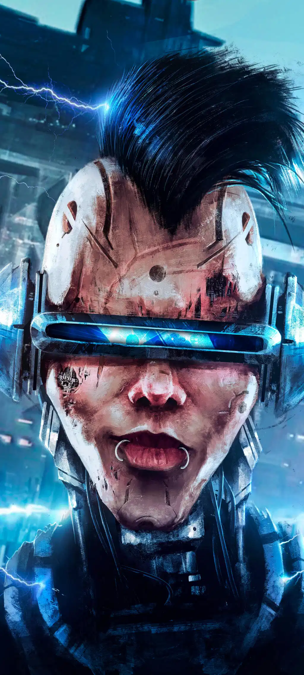 Edgy Mohawk Cyborg Character Portrait