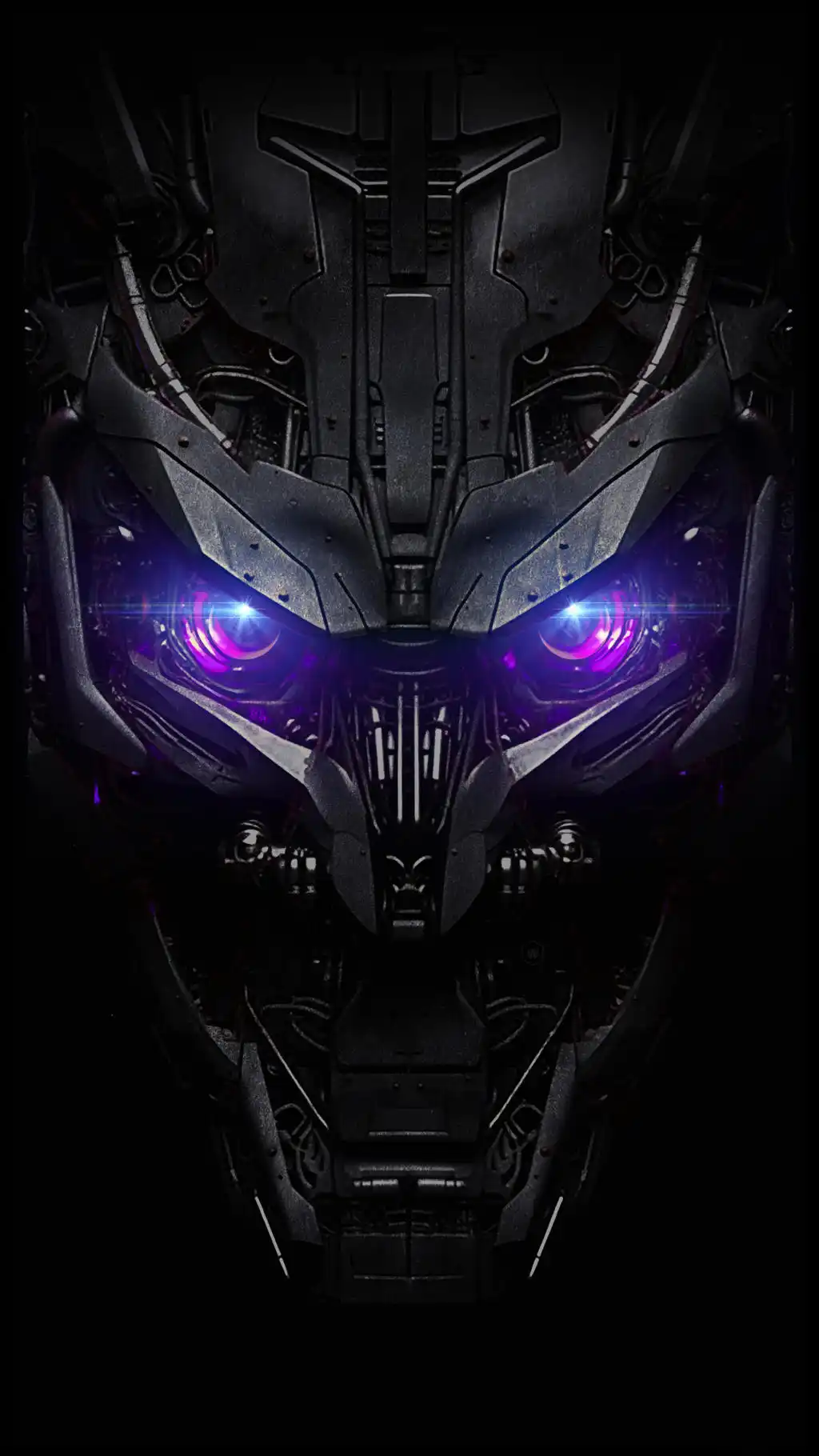 Glowing Purple Eyes Dark Scifi Mask