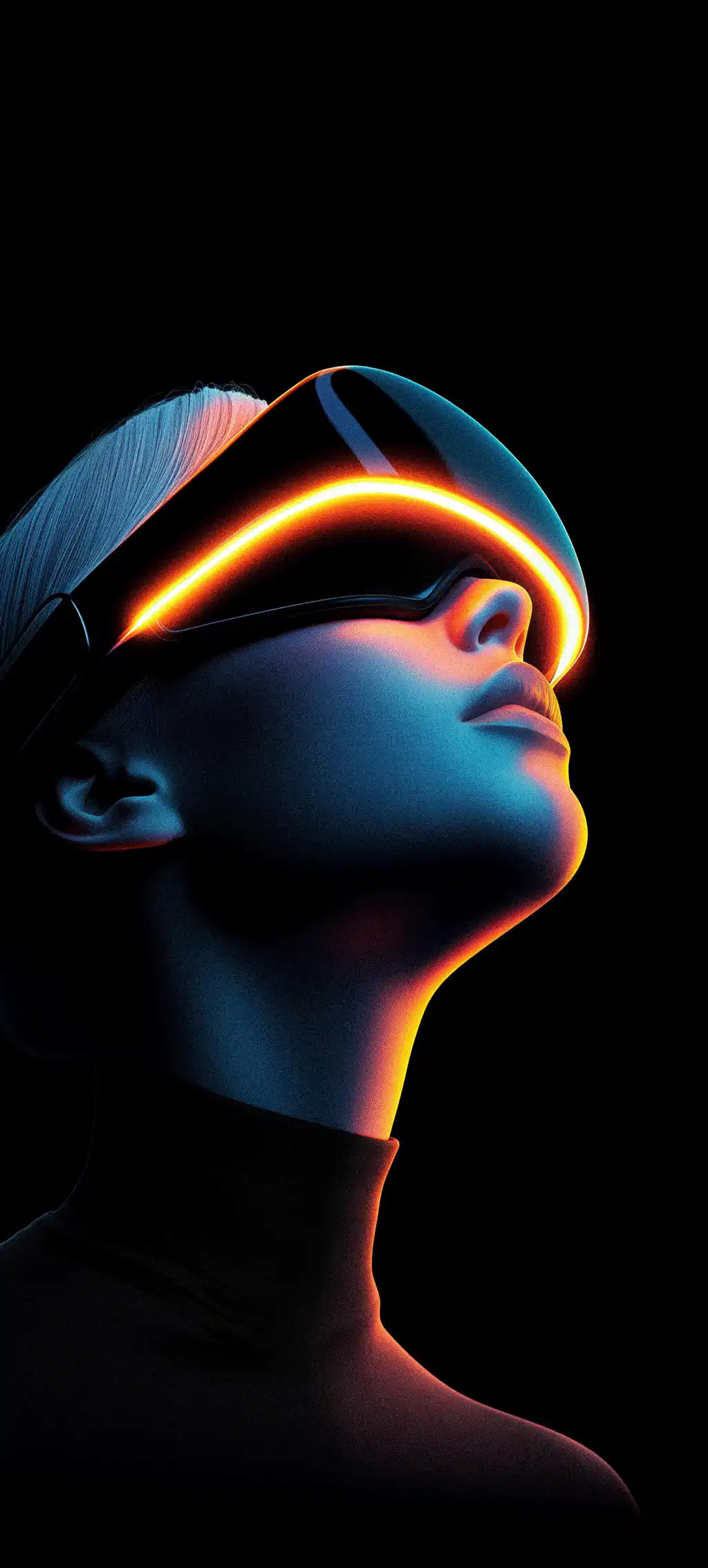 Neon VR Headset Glowing Visor Portrait
