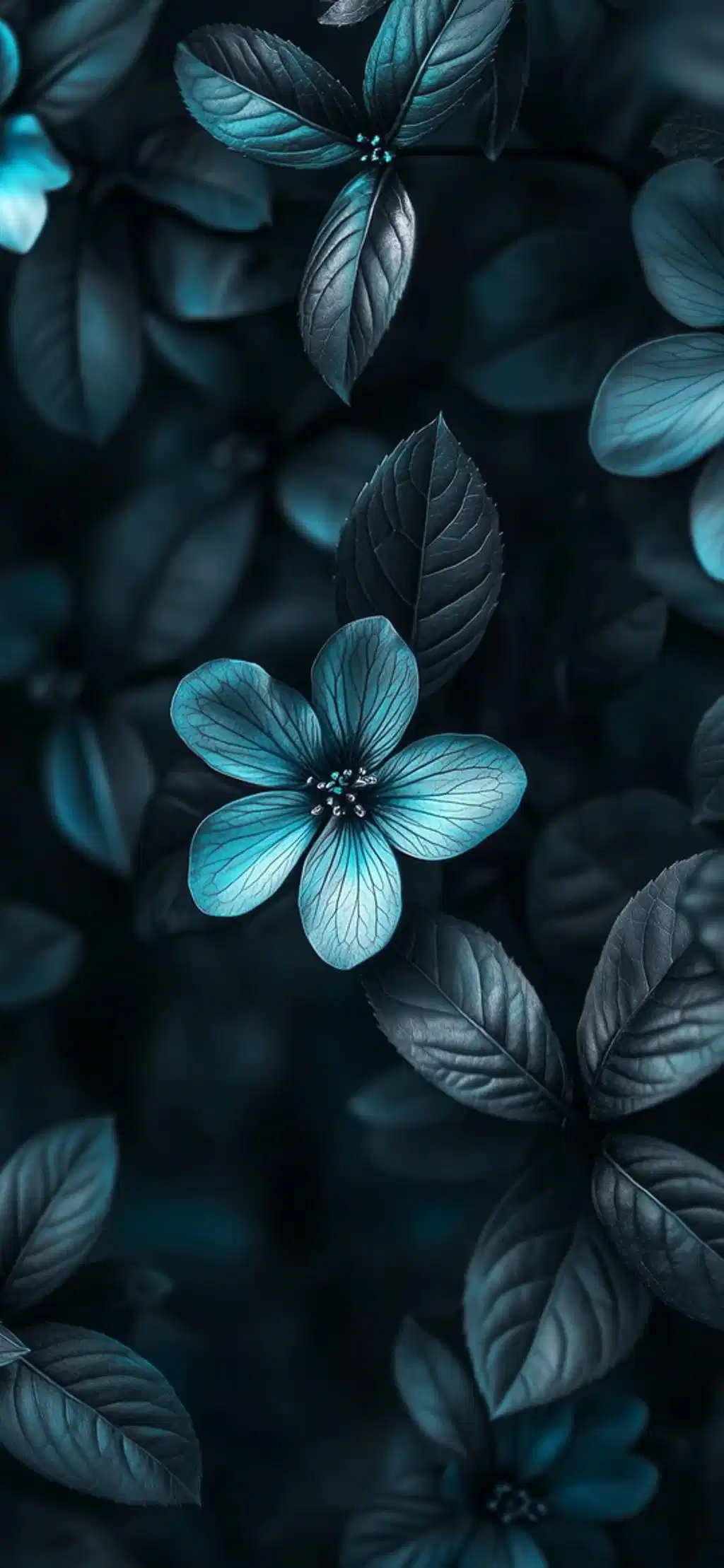 Dark Blue Flowers Pattern Background