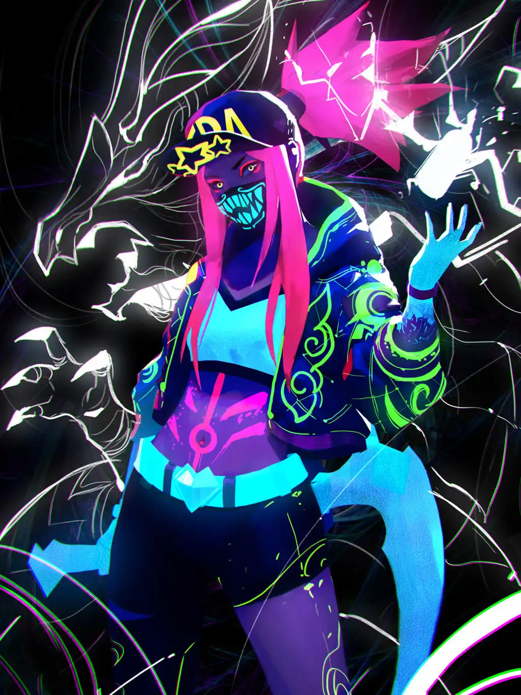 Cyberpunk Girl Neon Jacket Headphones