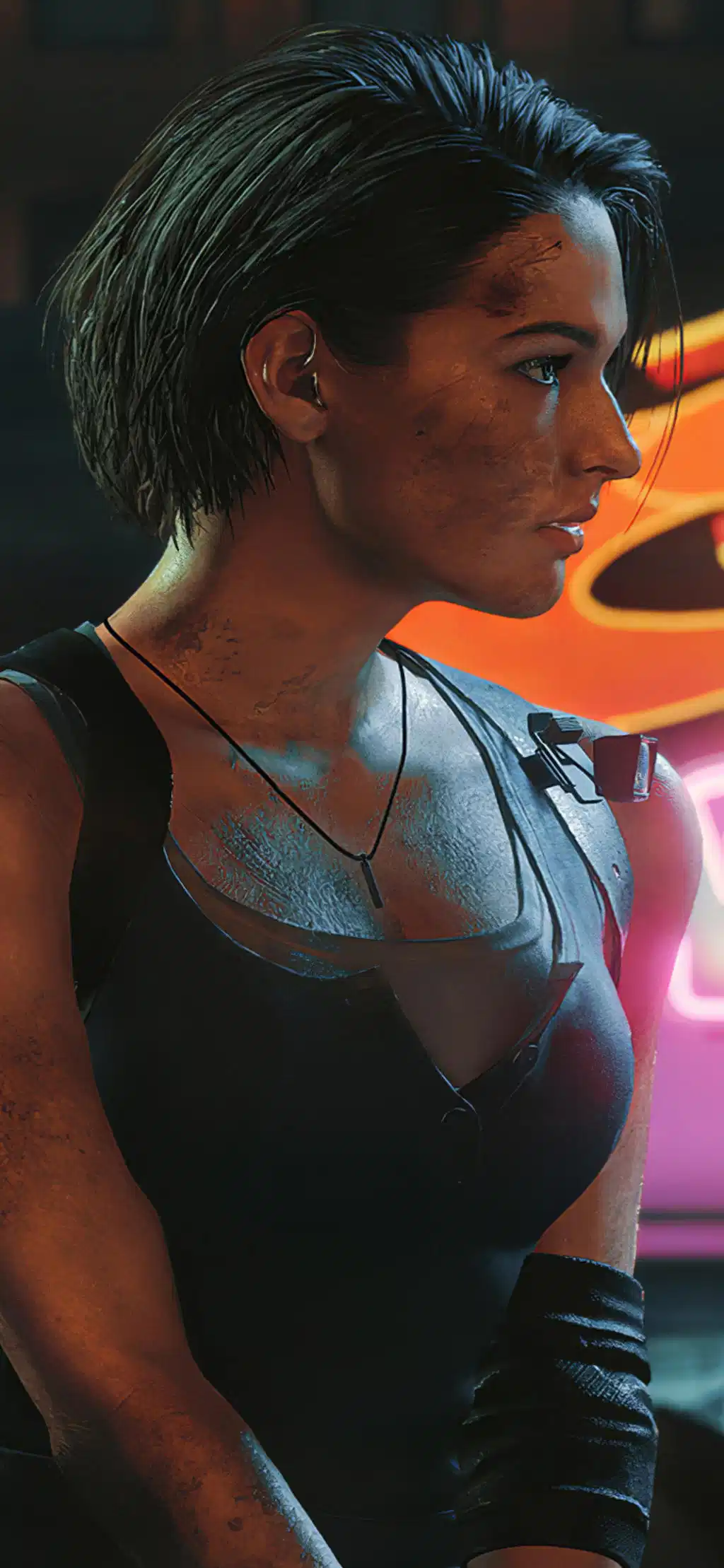 Cyberpunk Woman Neon Lights Profile