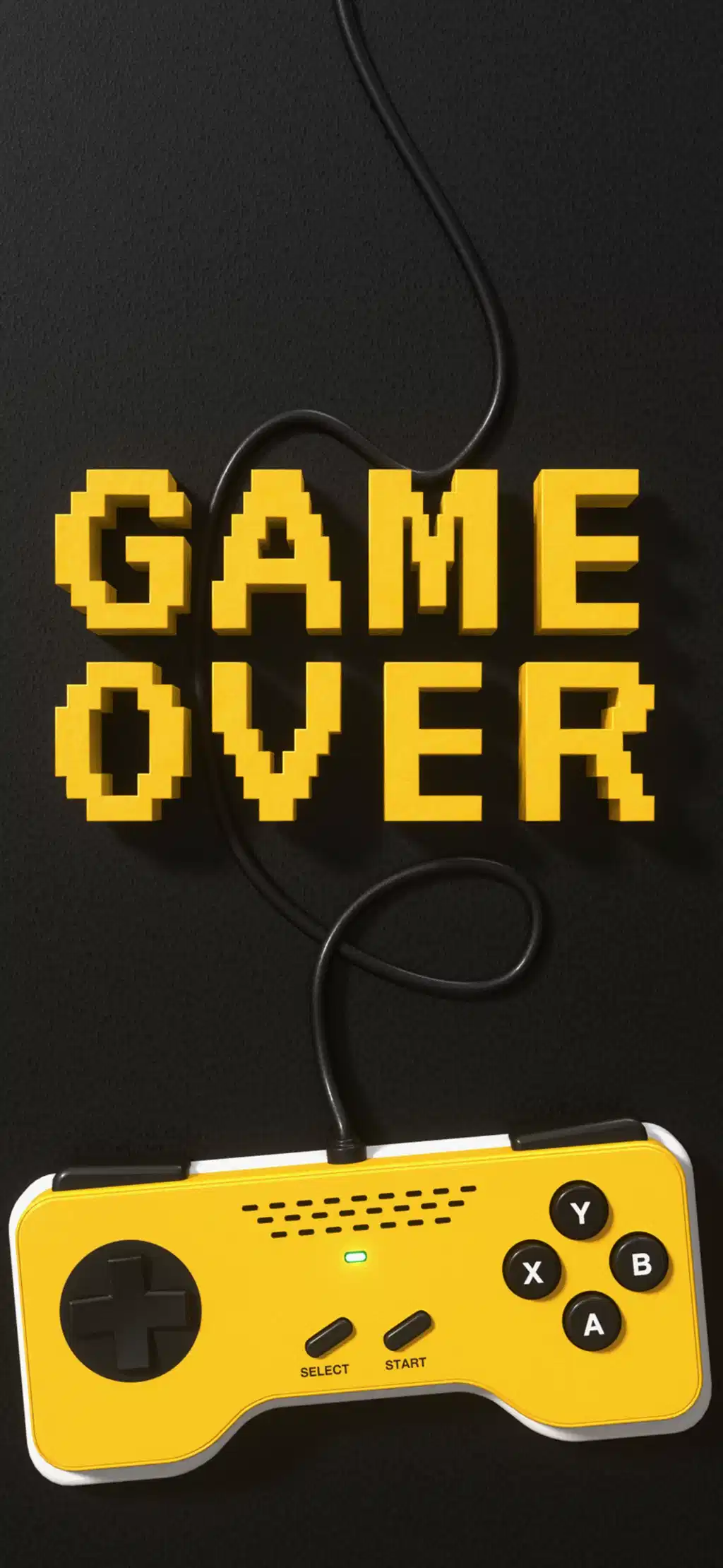 Game Over Retro Yellow Controller Text