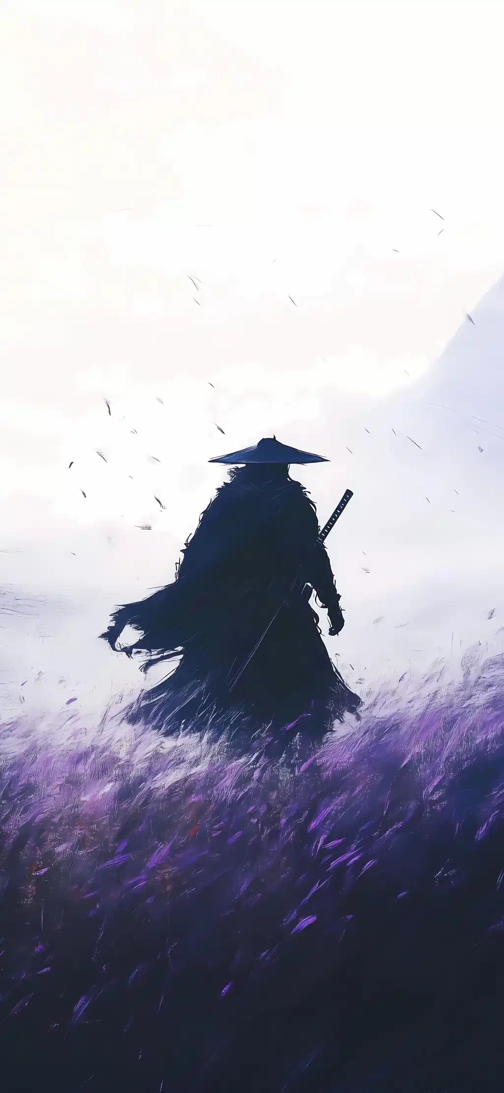 Lone Samurai Silhouette Misty Landscape