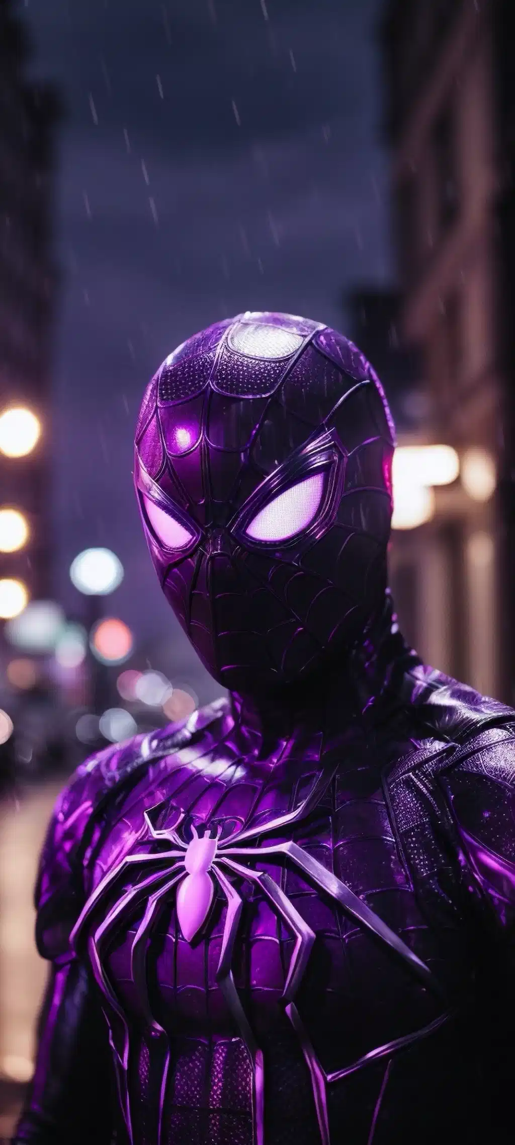 Spiderman Purple Neon Suit City