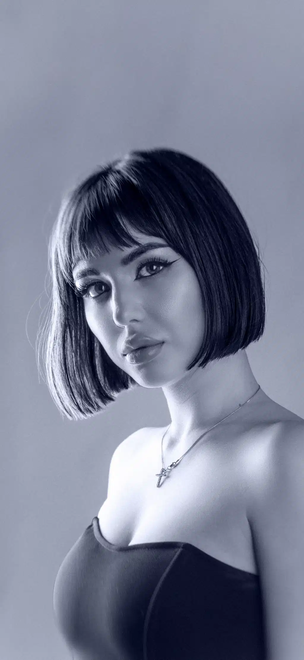 Short Hair Woman Portrait Black and White