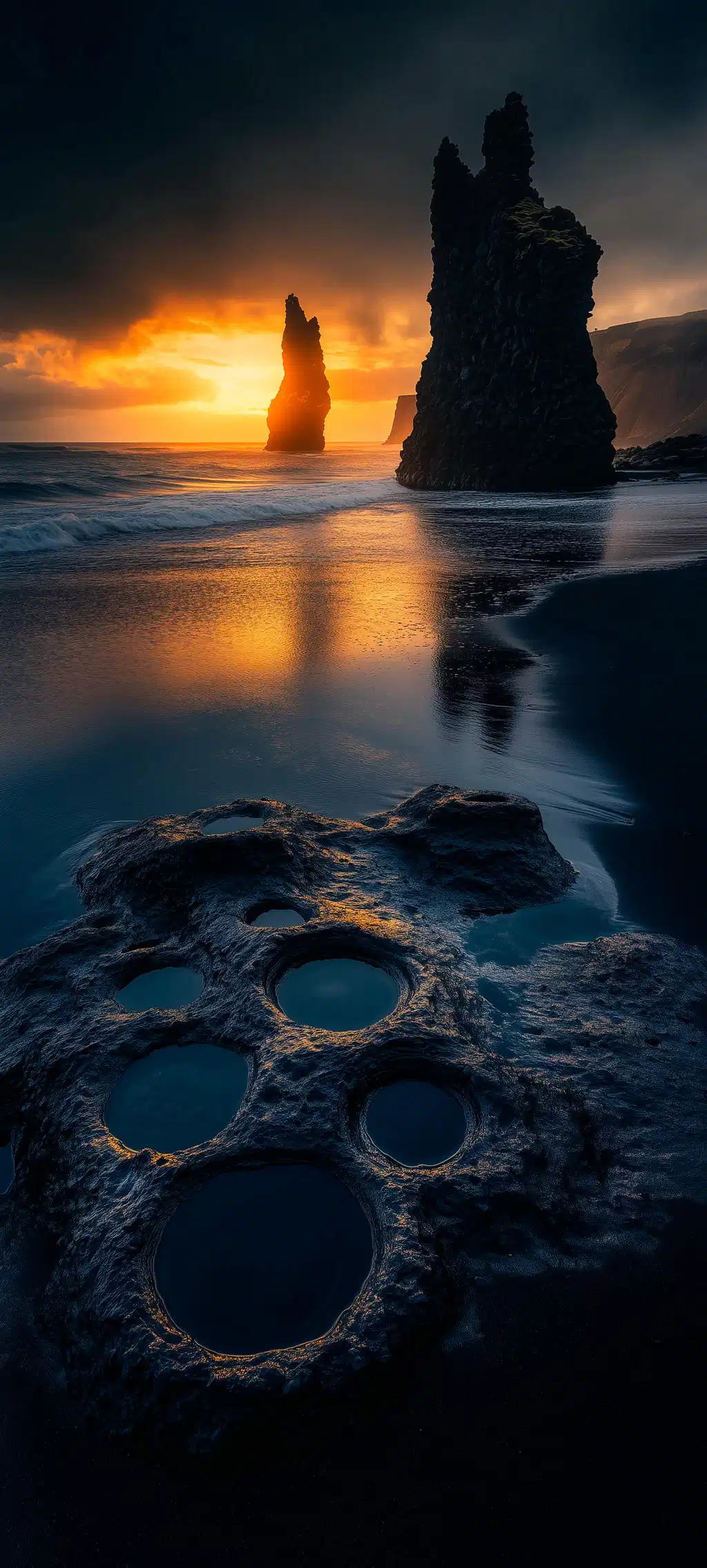 Rocky Coastline Sunset Sea Stacks