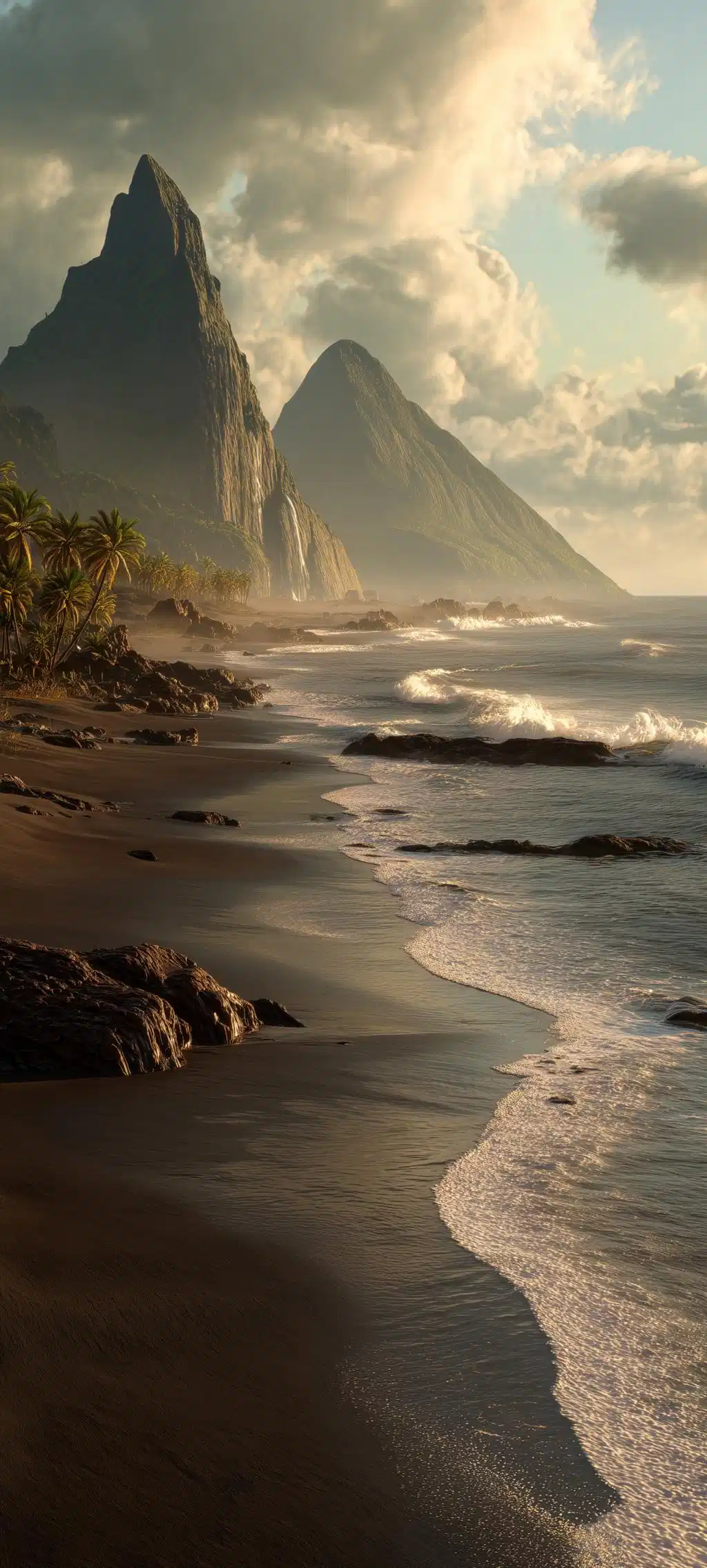 Sandy Beach Dramatic Coastal Cliffs