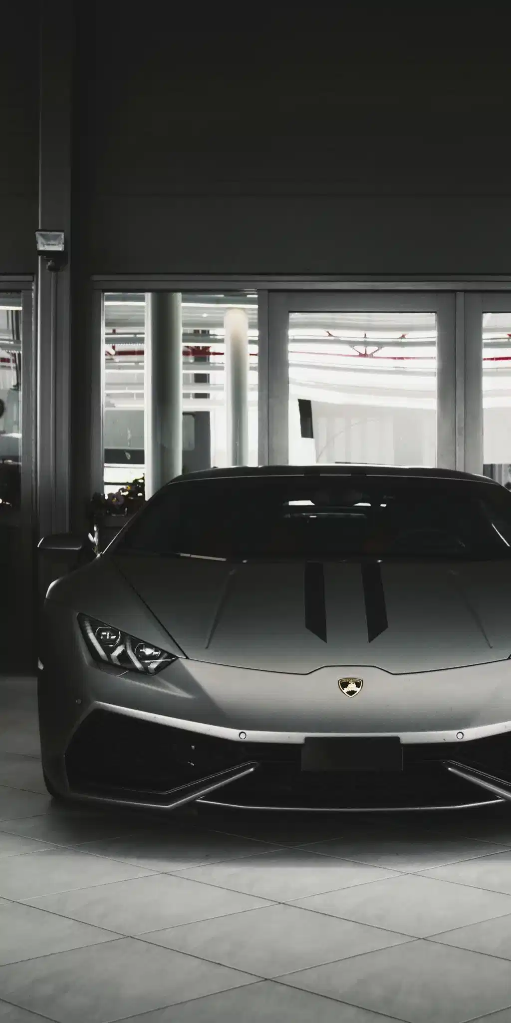 Black Exotic Supercar Front View Garage