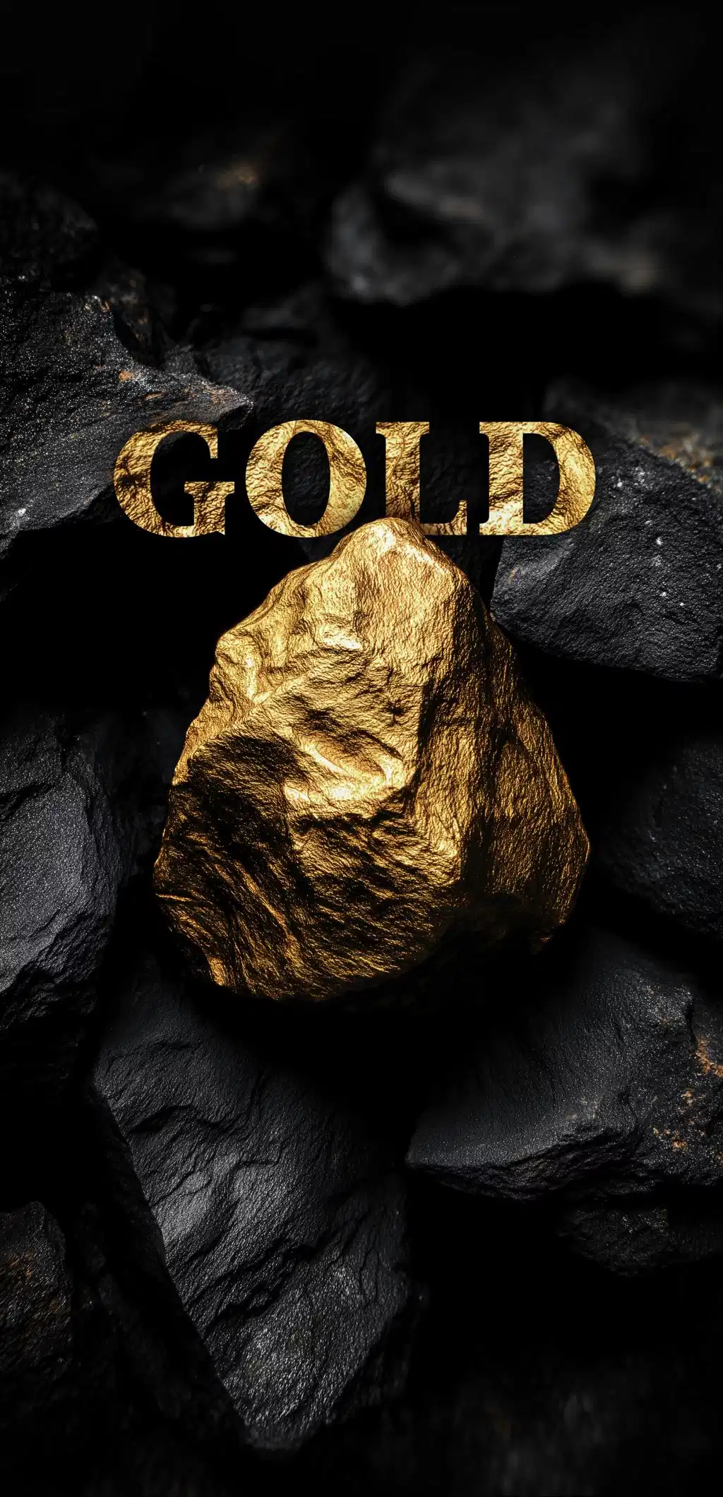 Gold Nugget On Black Rocks Luxury Background