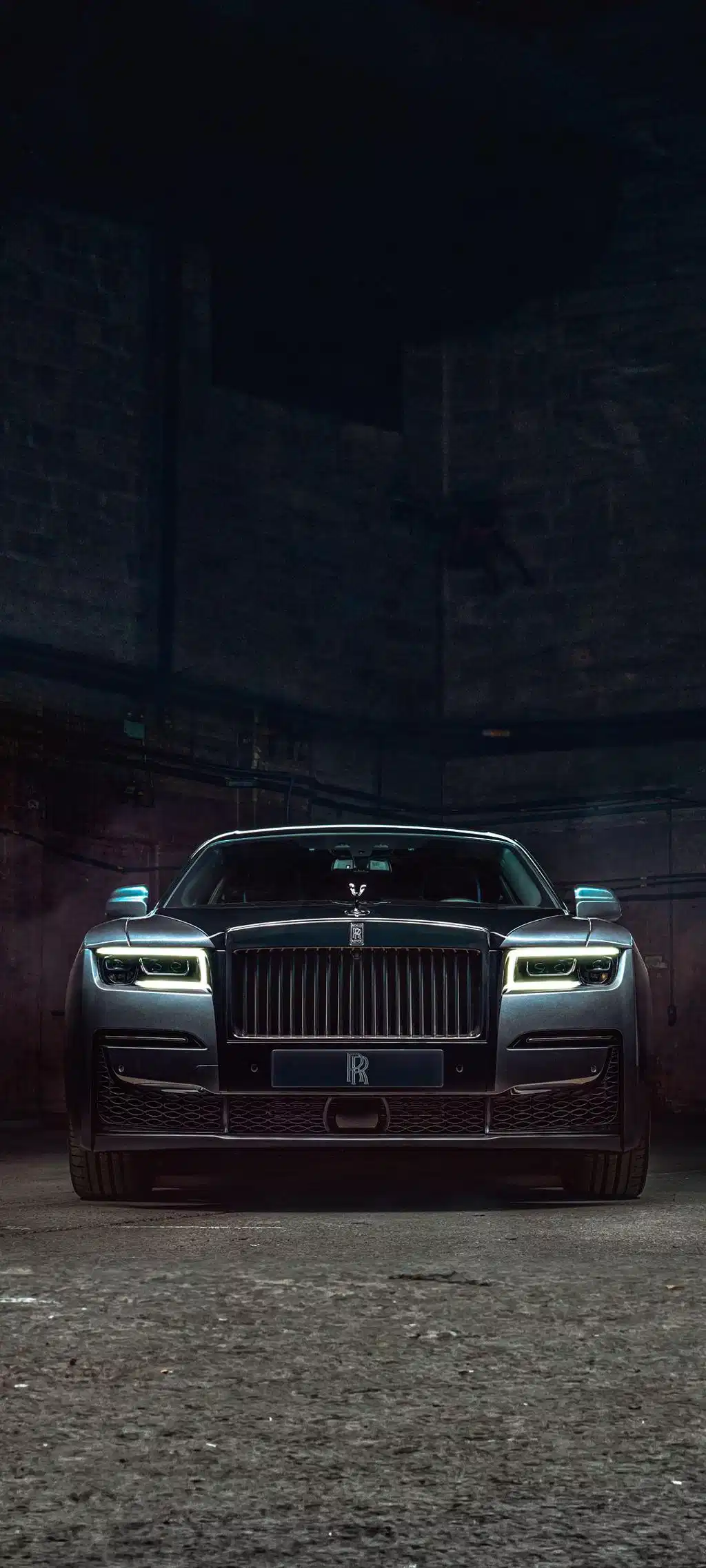 Luxury Black Sedan Rainy Night Street