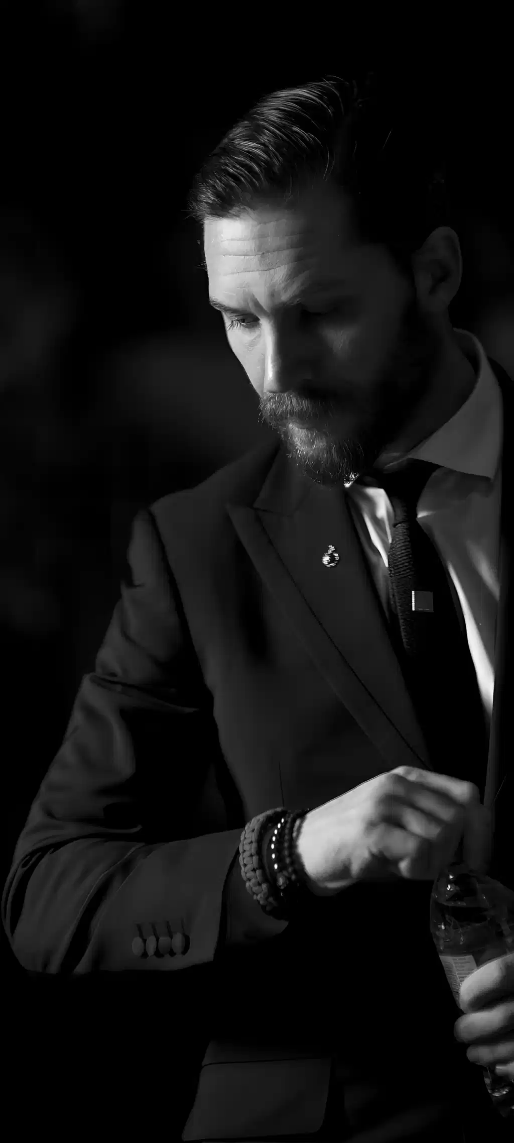 Man In Black Suit Dark Moody Portrait