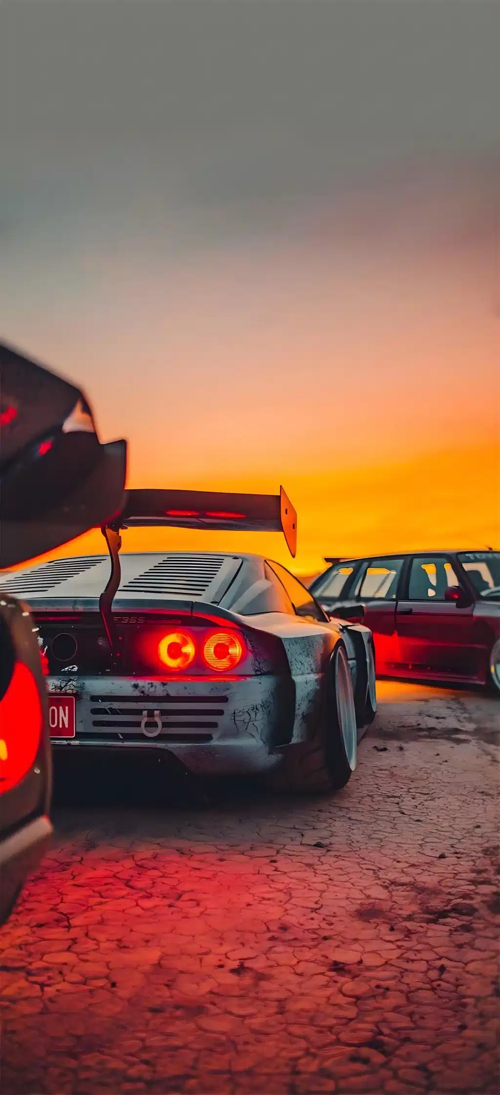 Red Sports Car Sunset Coastal Road