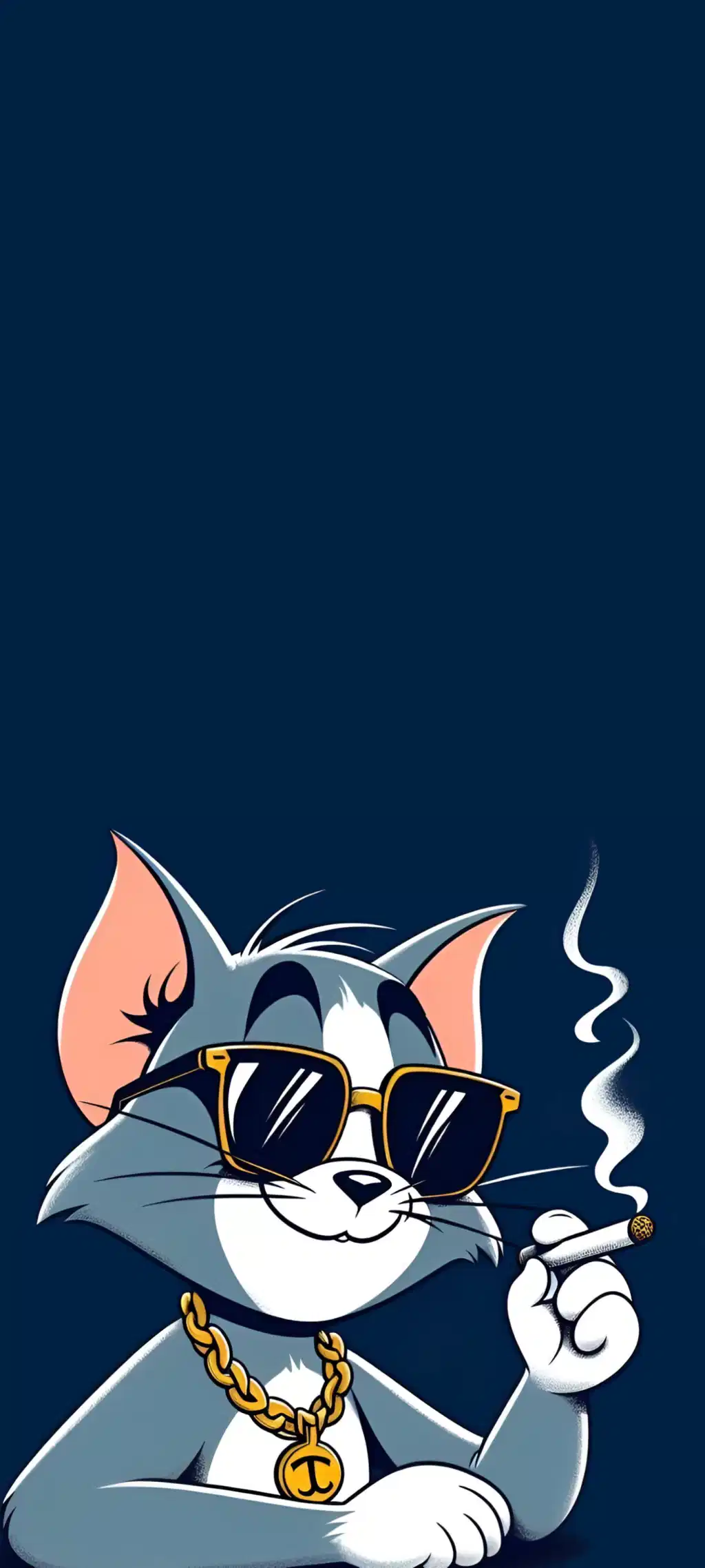 Tom And Jerry Cool Tom Smoking Blue Background