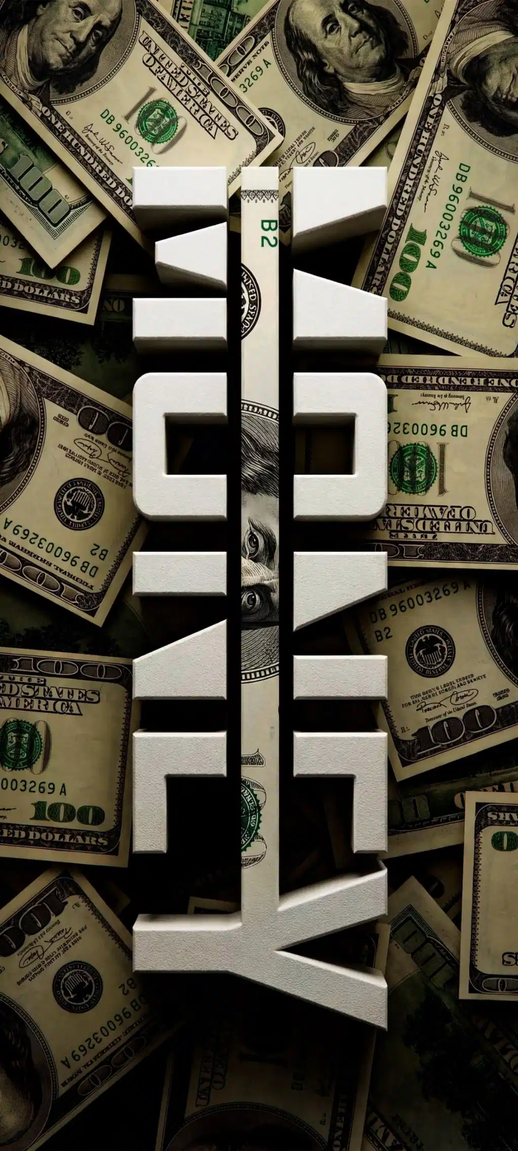 Vertically Stacked Hundred Dollar Bills Money