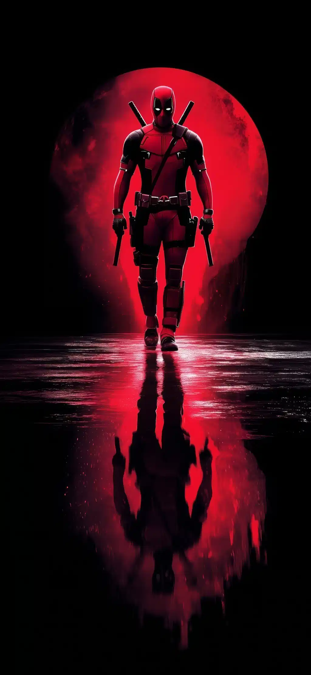 Deadpool Silhouette Red Moon Wallpaper