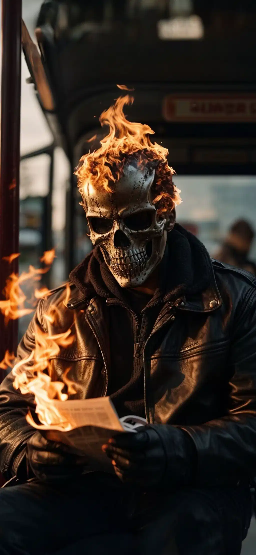 Ghost Rider Skull Motorcycle Fire Wallpaper