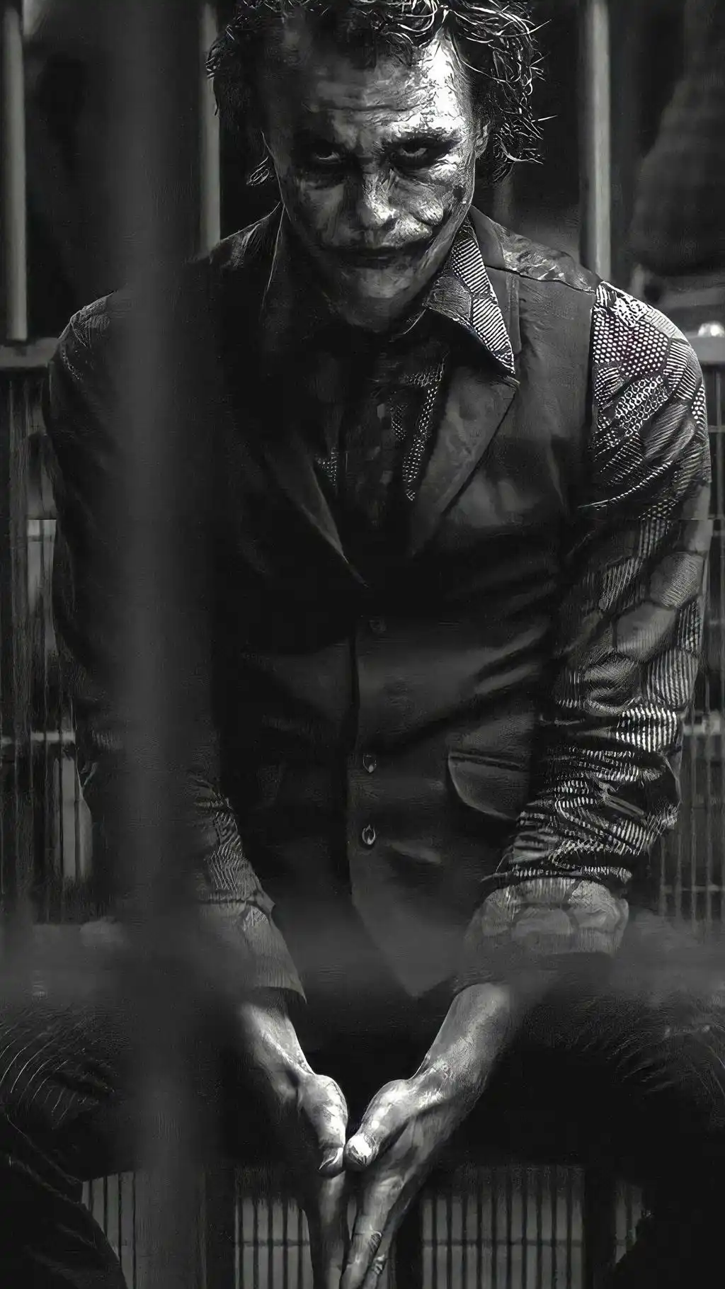 Heath Ledger Joker Interrogation Room Wallpaper