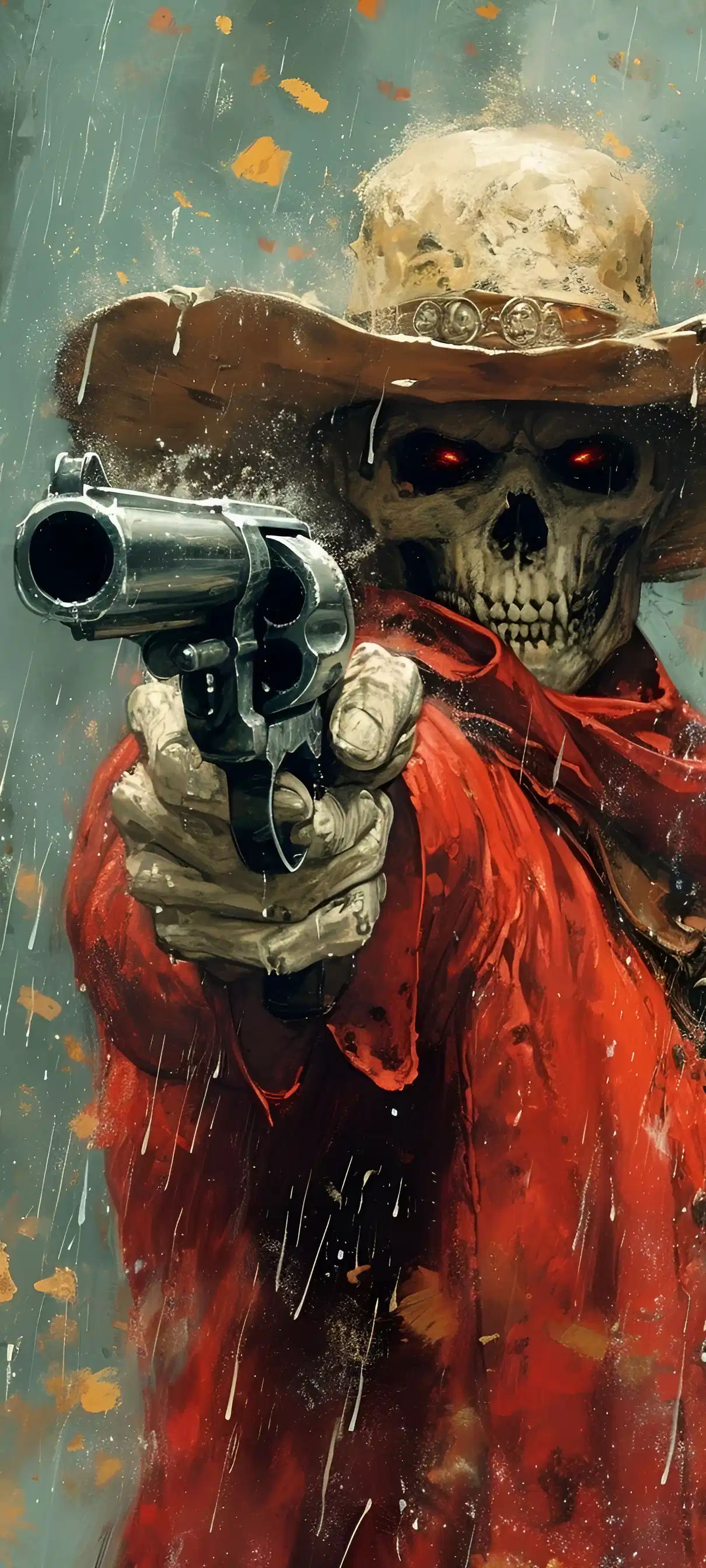 Skeleton Cowboy Gun Wild West Wallpaper