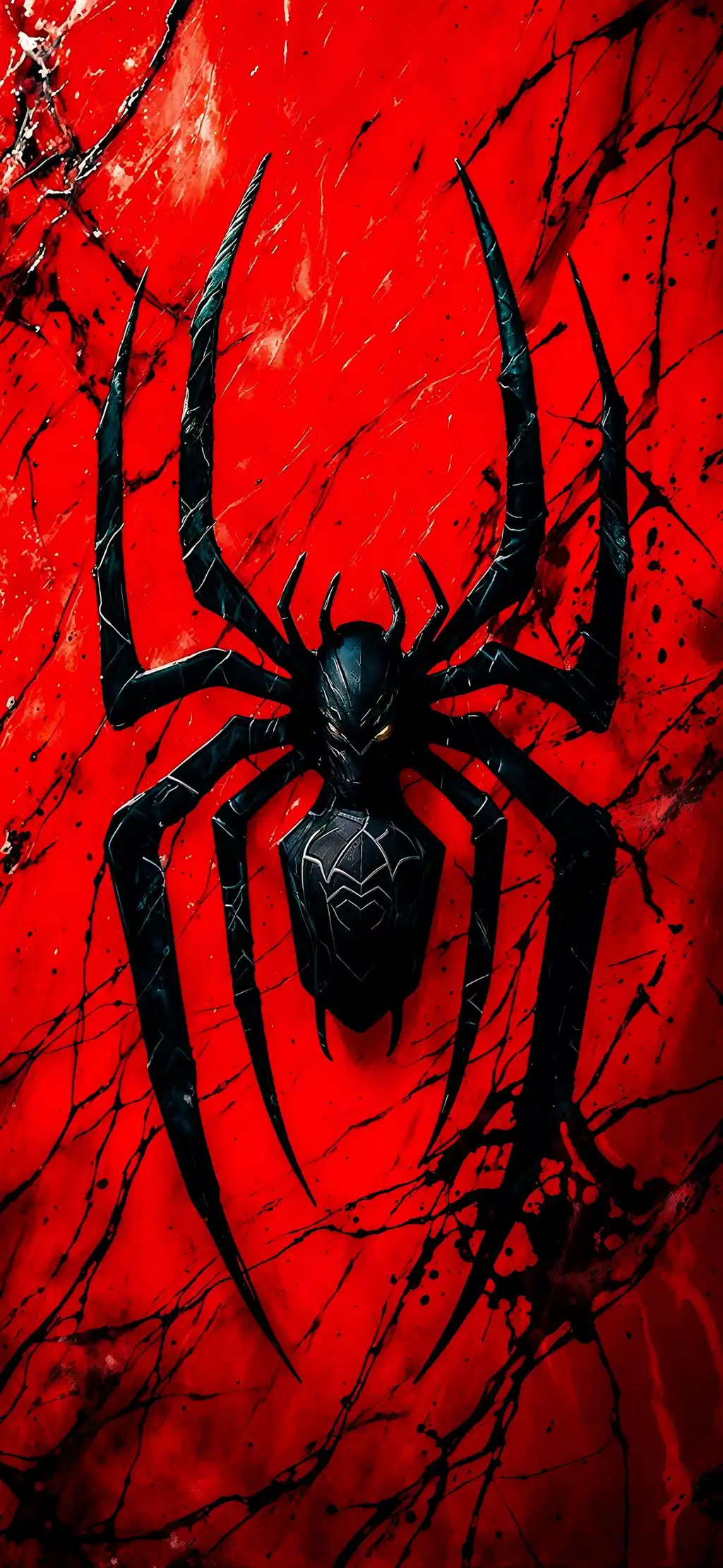 Spiderman Logo Red Spider Black Wallpaper