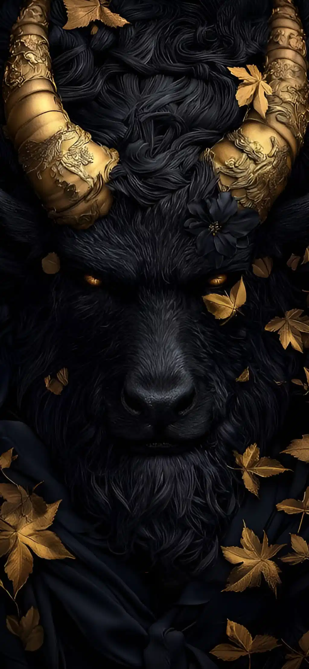 Demon Horned Mask Gold Black