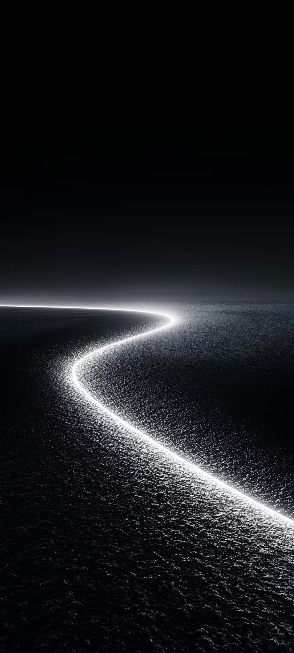 Glowing Light Trail Winding Road
