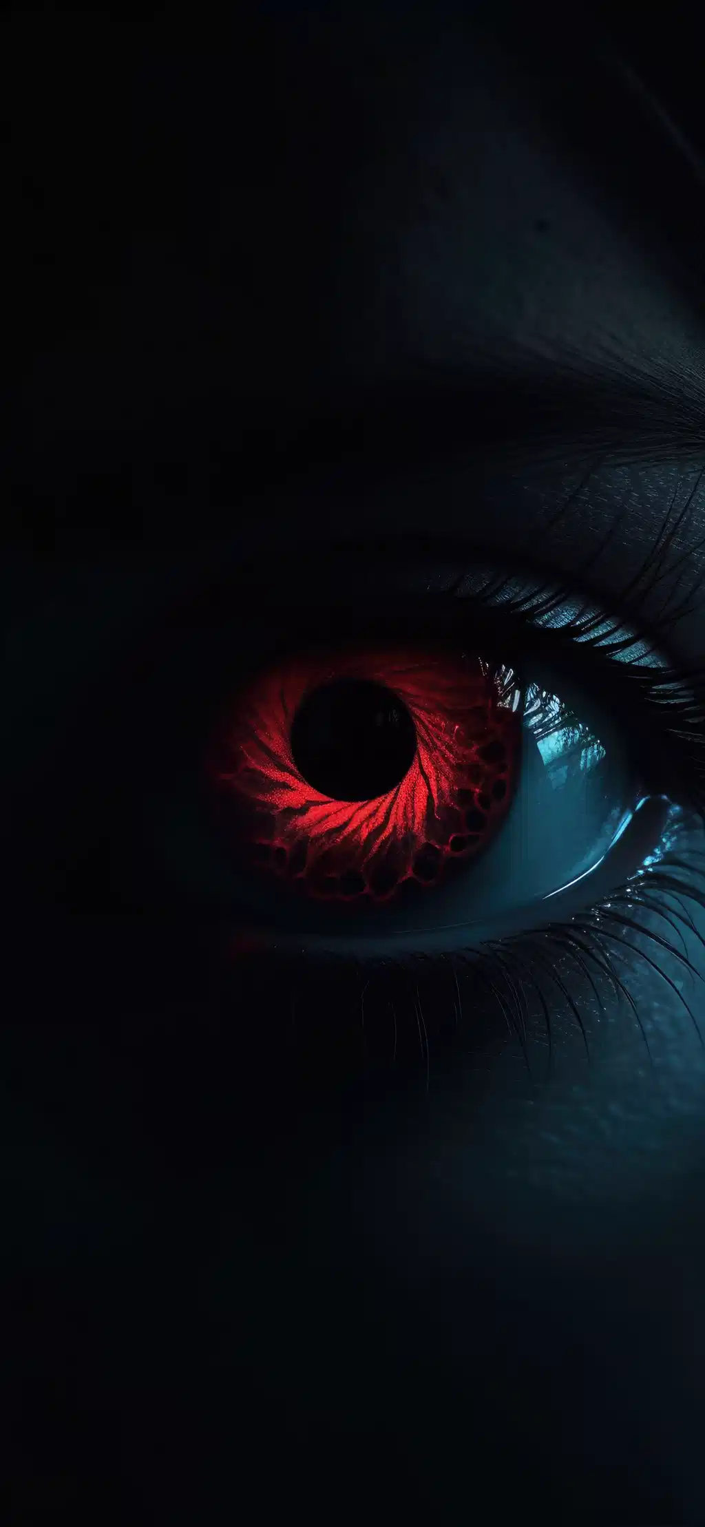 Glowing Red Eyes In Darkness