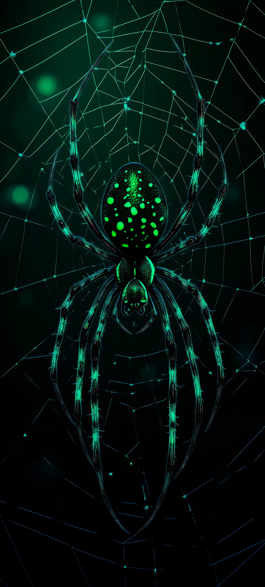 Neon Green Spider Web Art