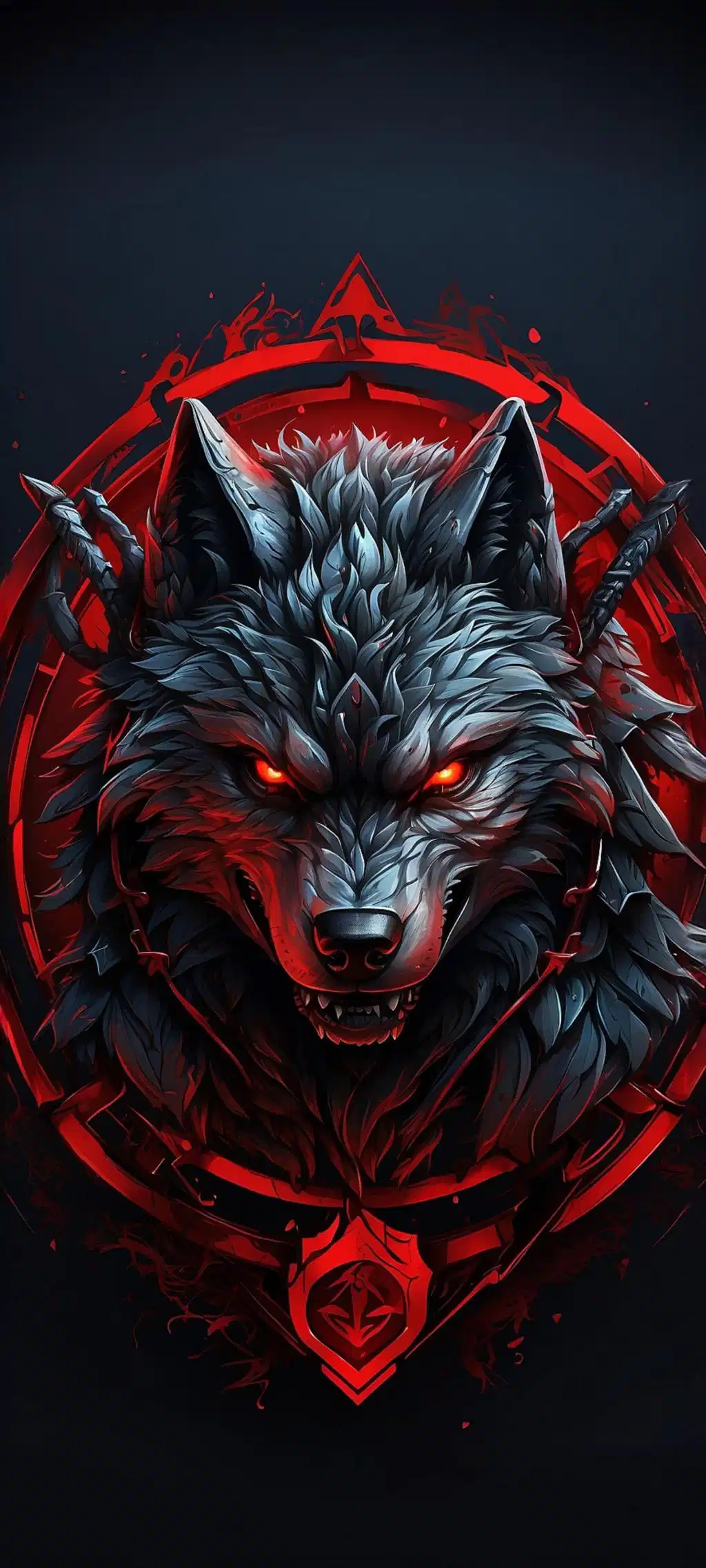 Robotic Cyber Wolf Glowing Red