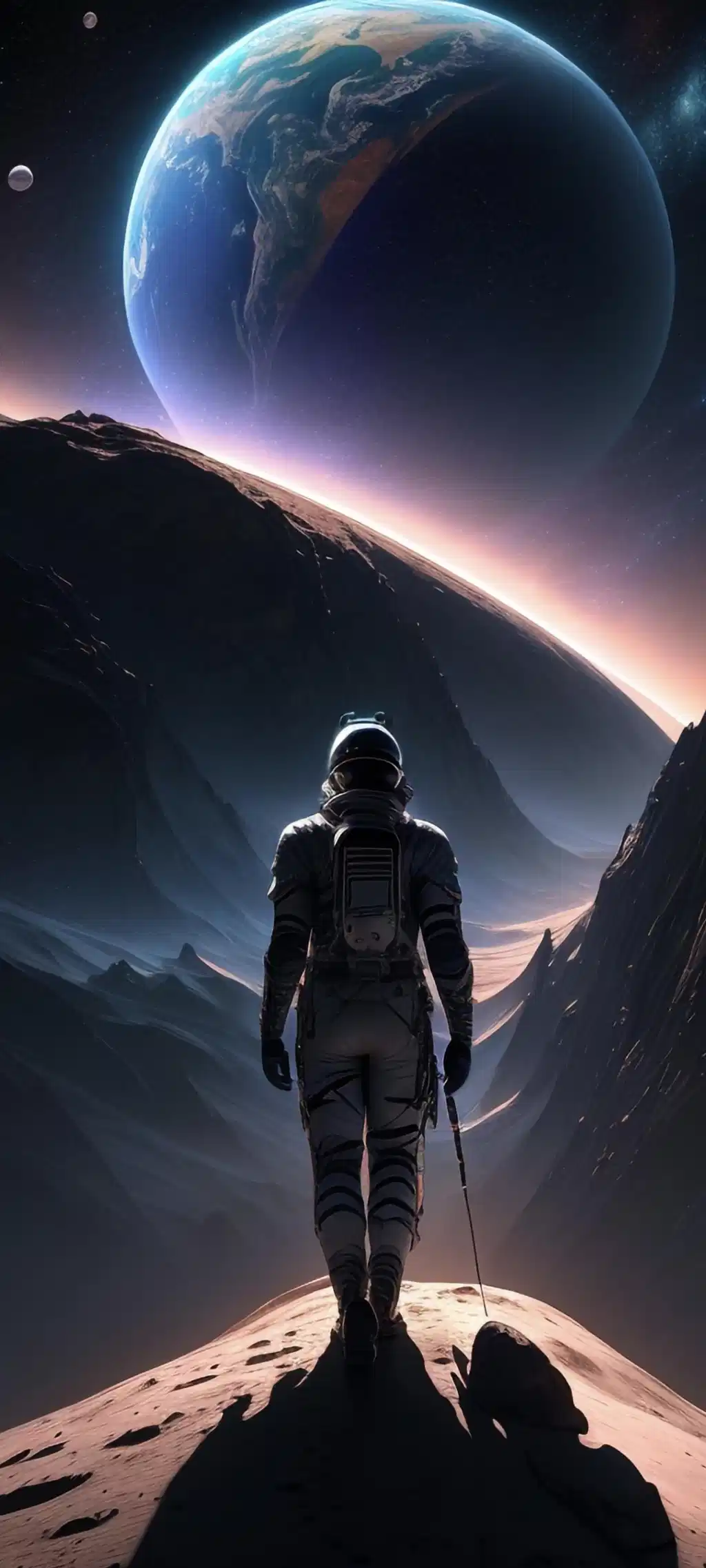 Astronaut Gazing At Giant Ringed Planet