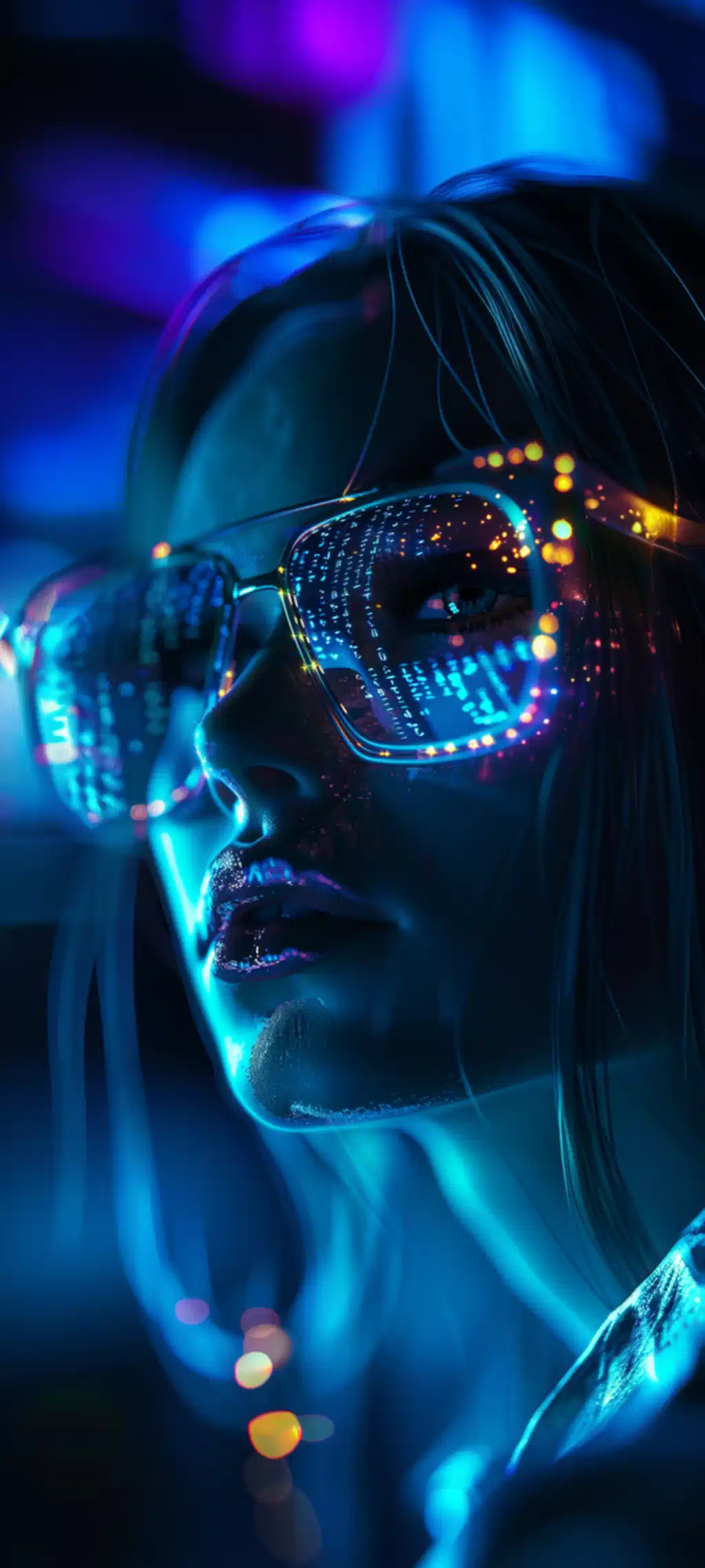 Cyborg Face Glowing Blue Augmented Visor